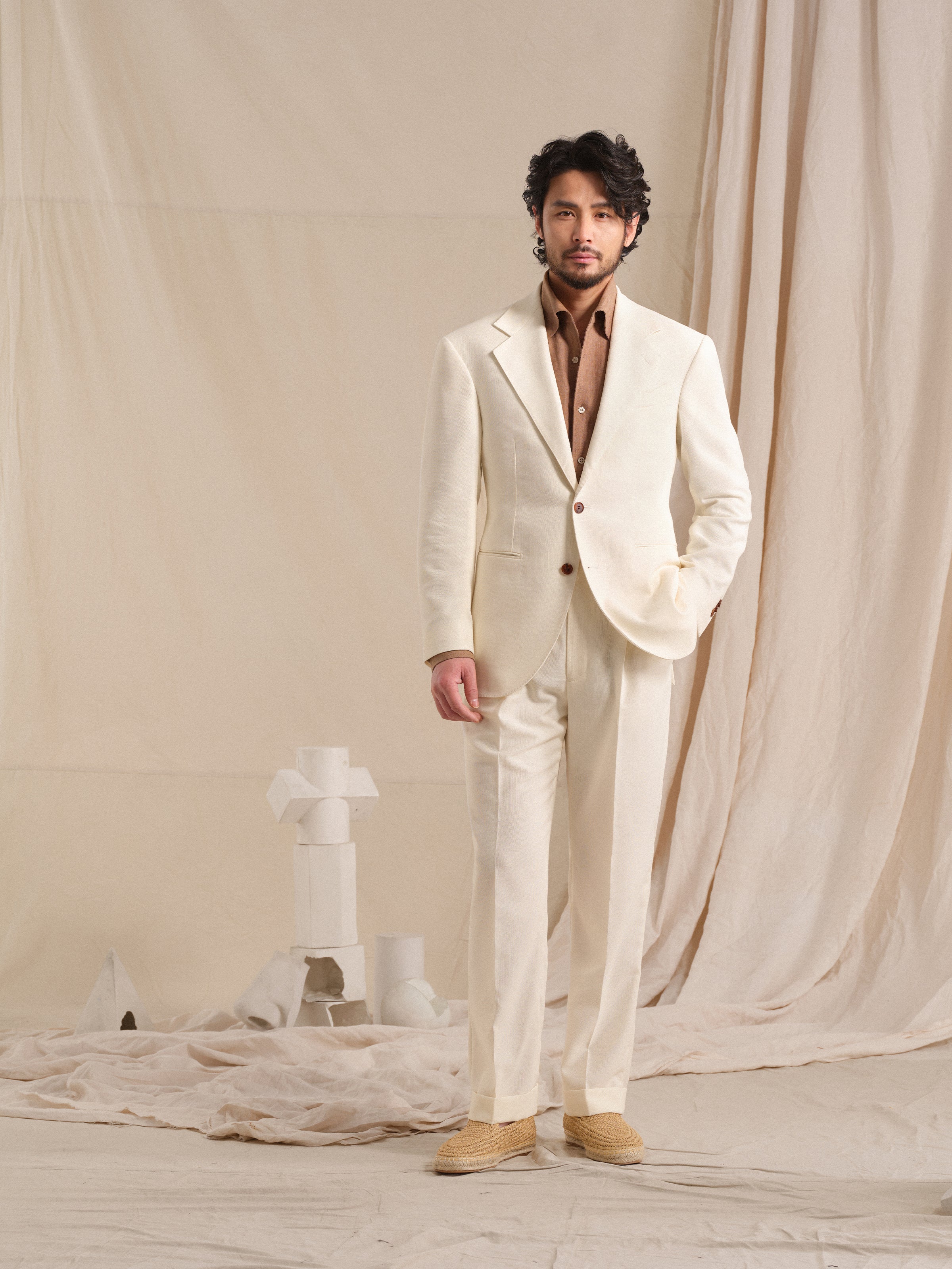 Men's Old Money Style Earth Tone Linen-Blend Breathable Suit Set