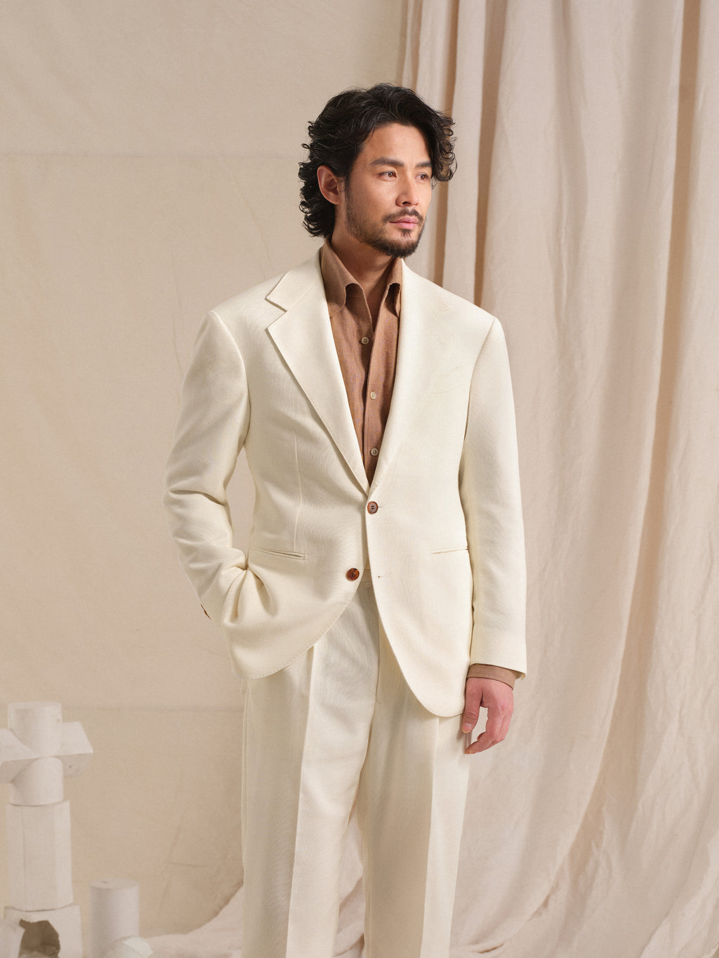 Men's Old Money Style Earth Tone Linen-Blend Breathable Suit Set