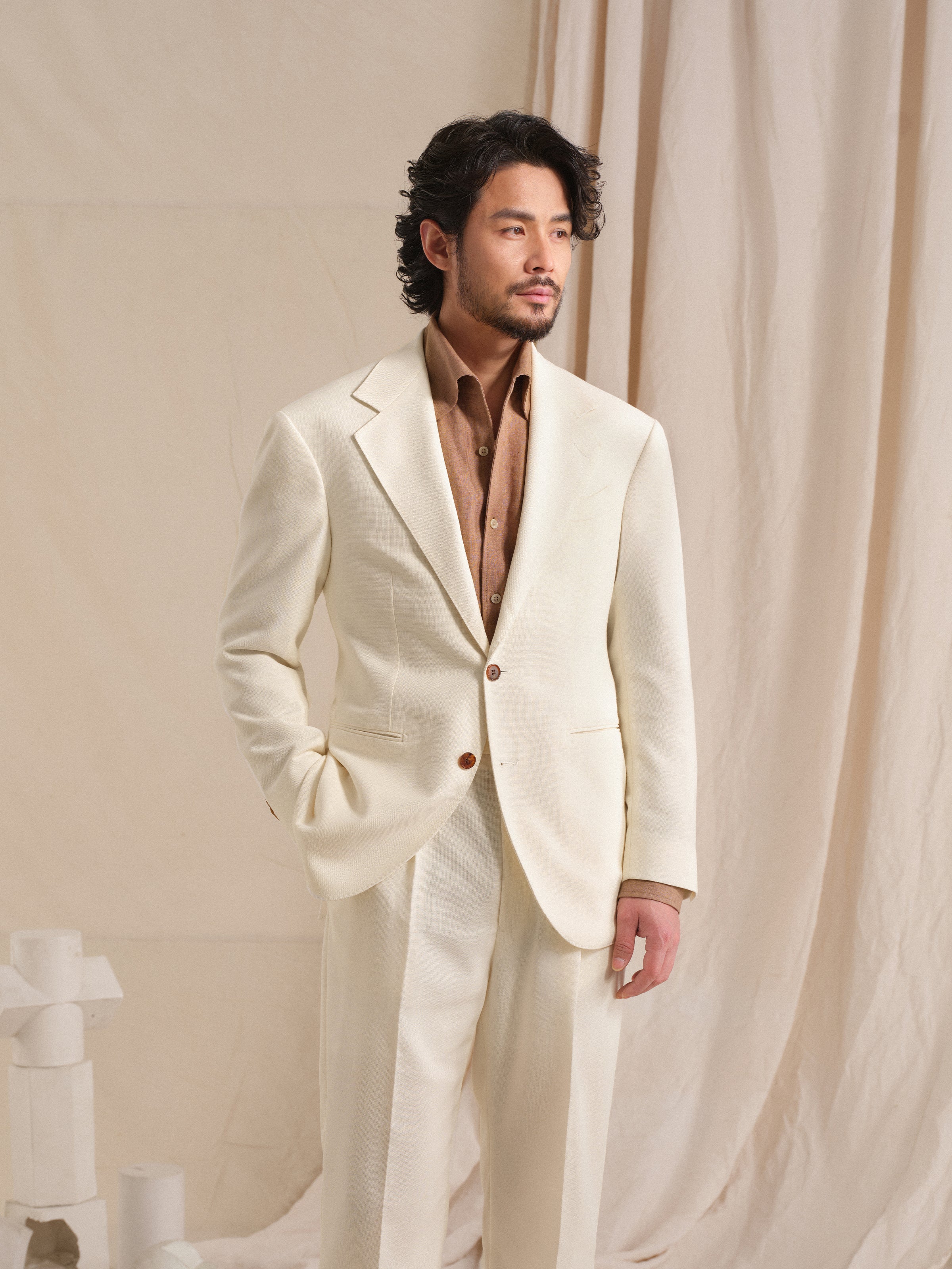 Men's Old Money Style Earth Tone Linen-Blend Breathable Suit Set