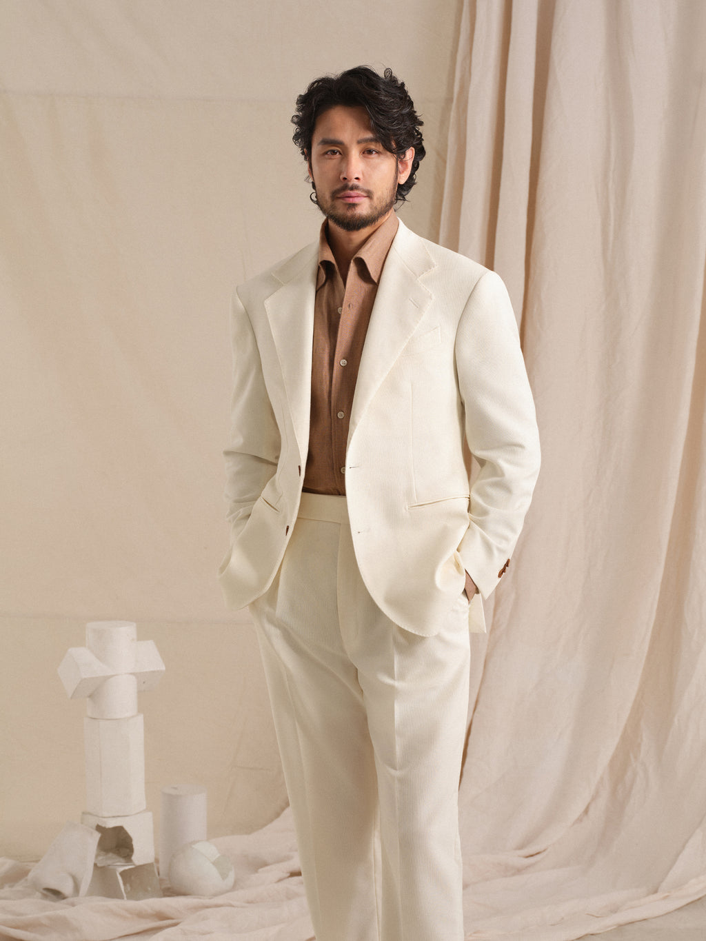 Men's Old Money Style Earth Tone Linen-Blend Breathable Suit Set