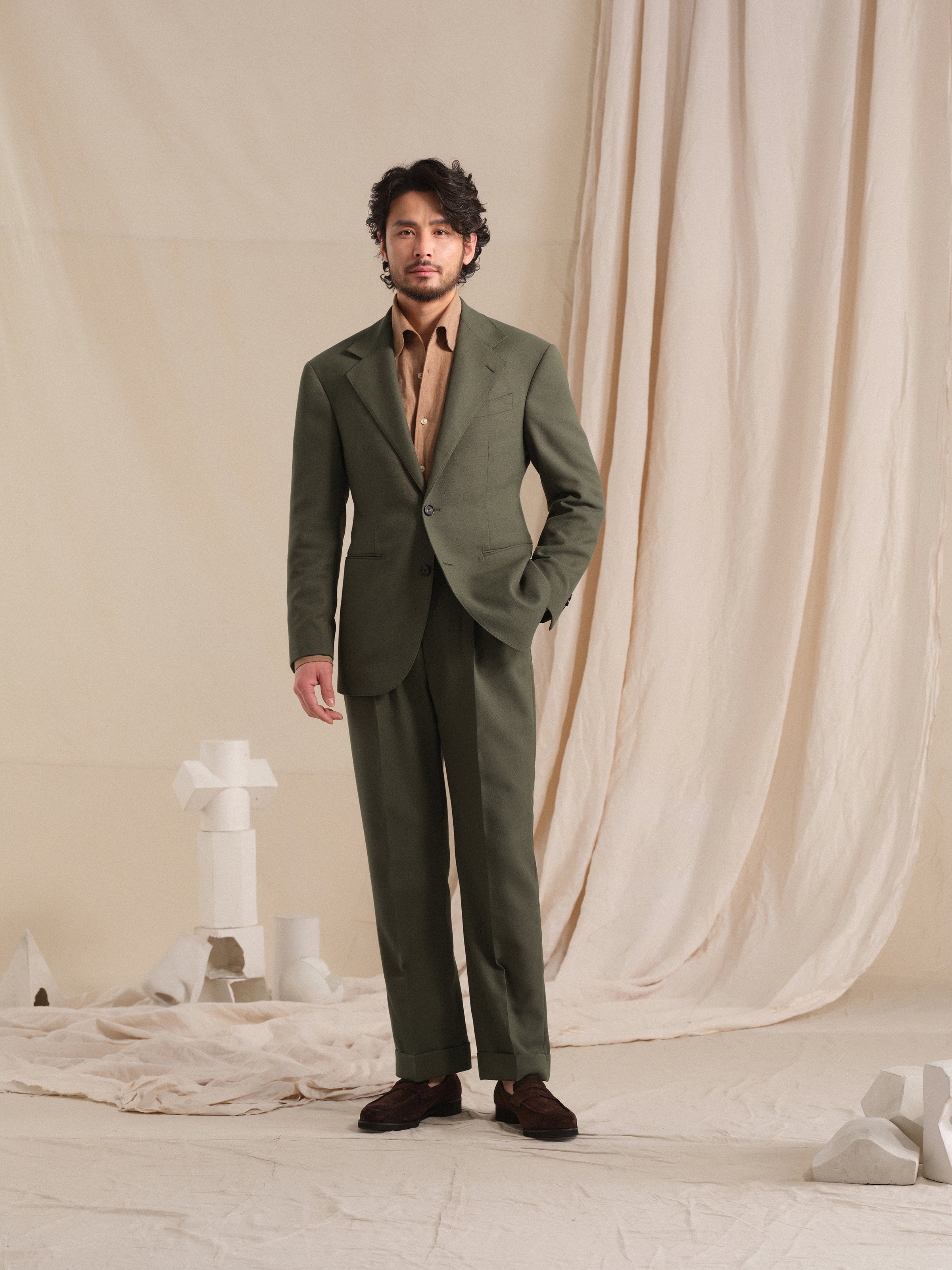 Men's Old Money Style Earth Tone Linen-Blend Breathable Suit Set