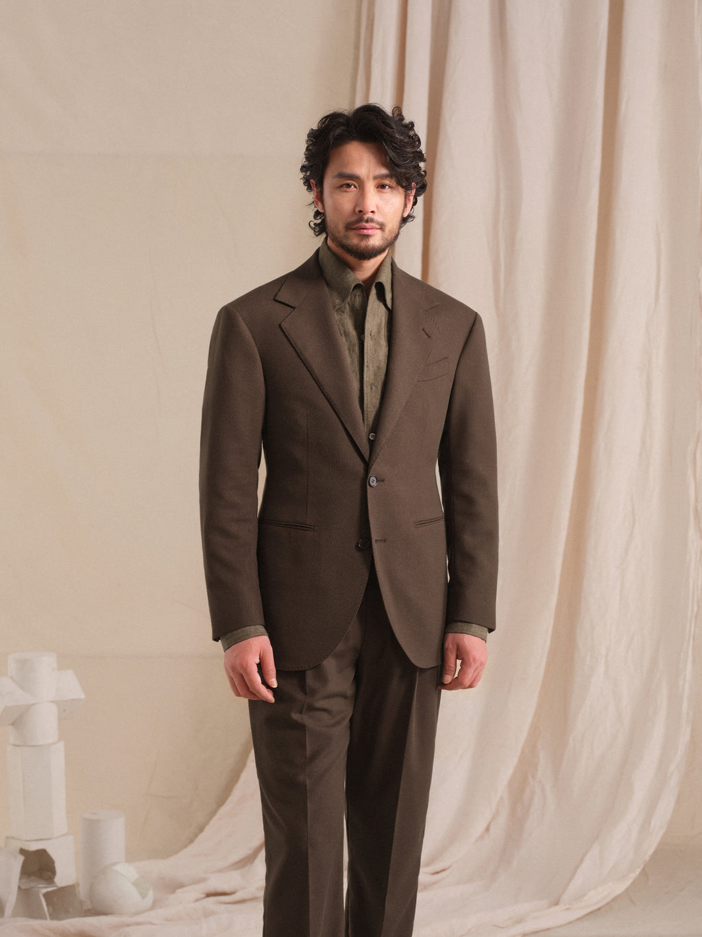 Men's Old Money Style Earth Tone Linen-Blend Breathable Suit Set