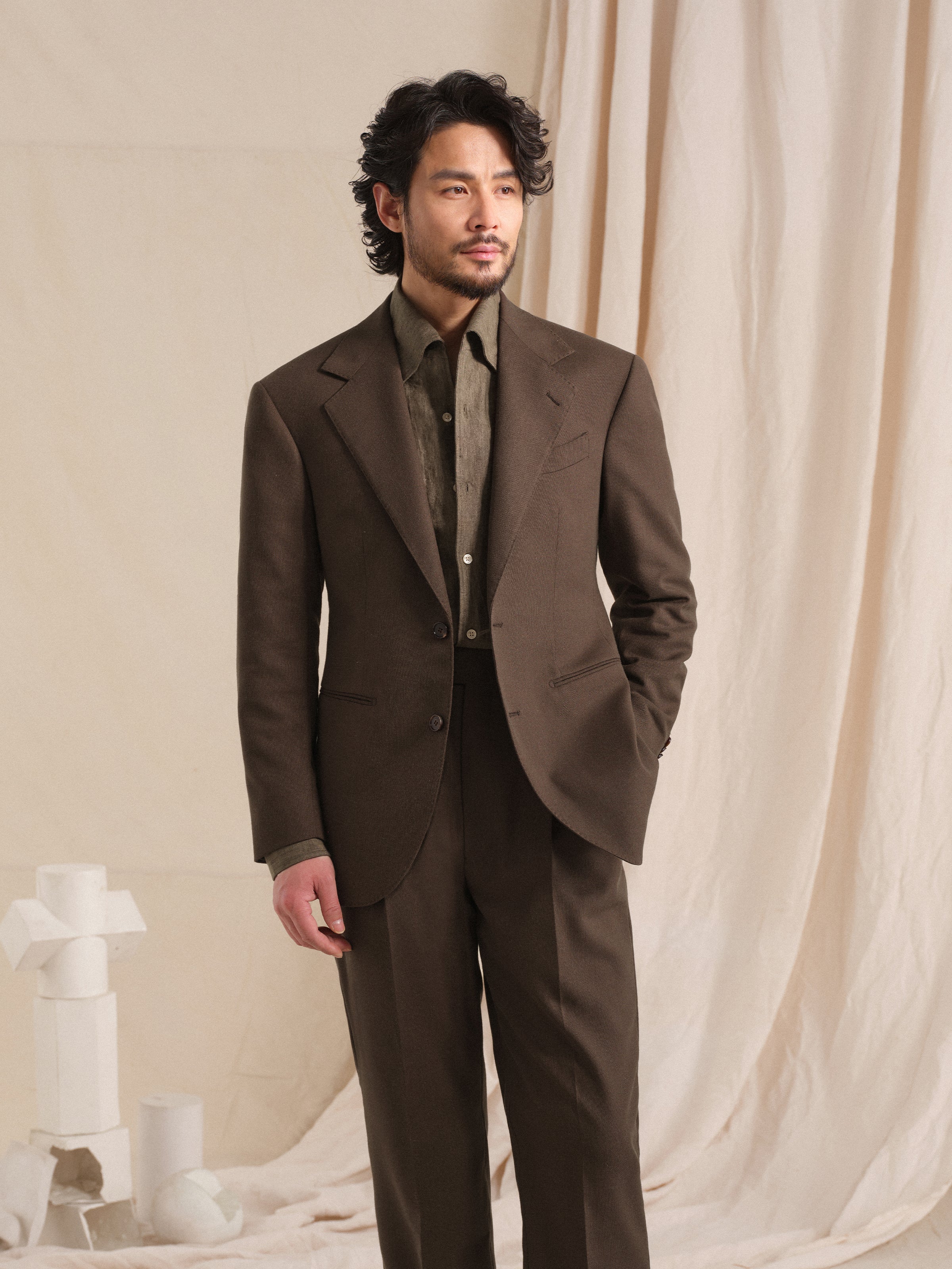 Men's Old Money Style Earth Tone Linen-Blend Breathable Suit Set