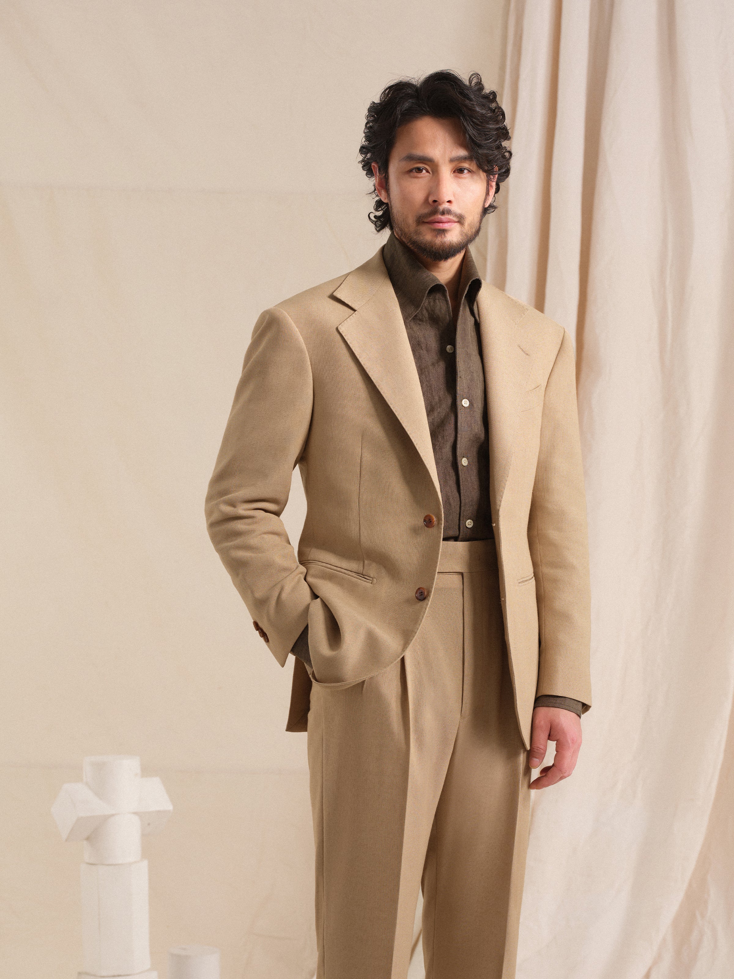 Men's Old Money Style Earth Tone Linen-Blend Breathable Suit Set