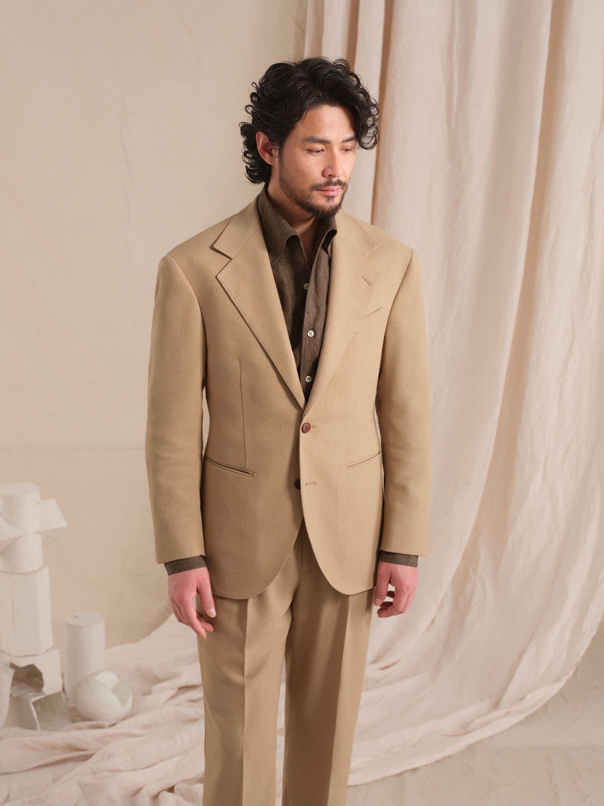 Men's Old Money Style Earth Tone Linen-Blend Breathable Suit Set