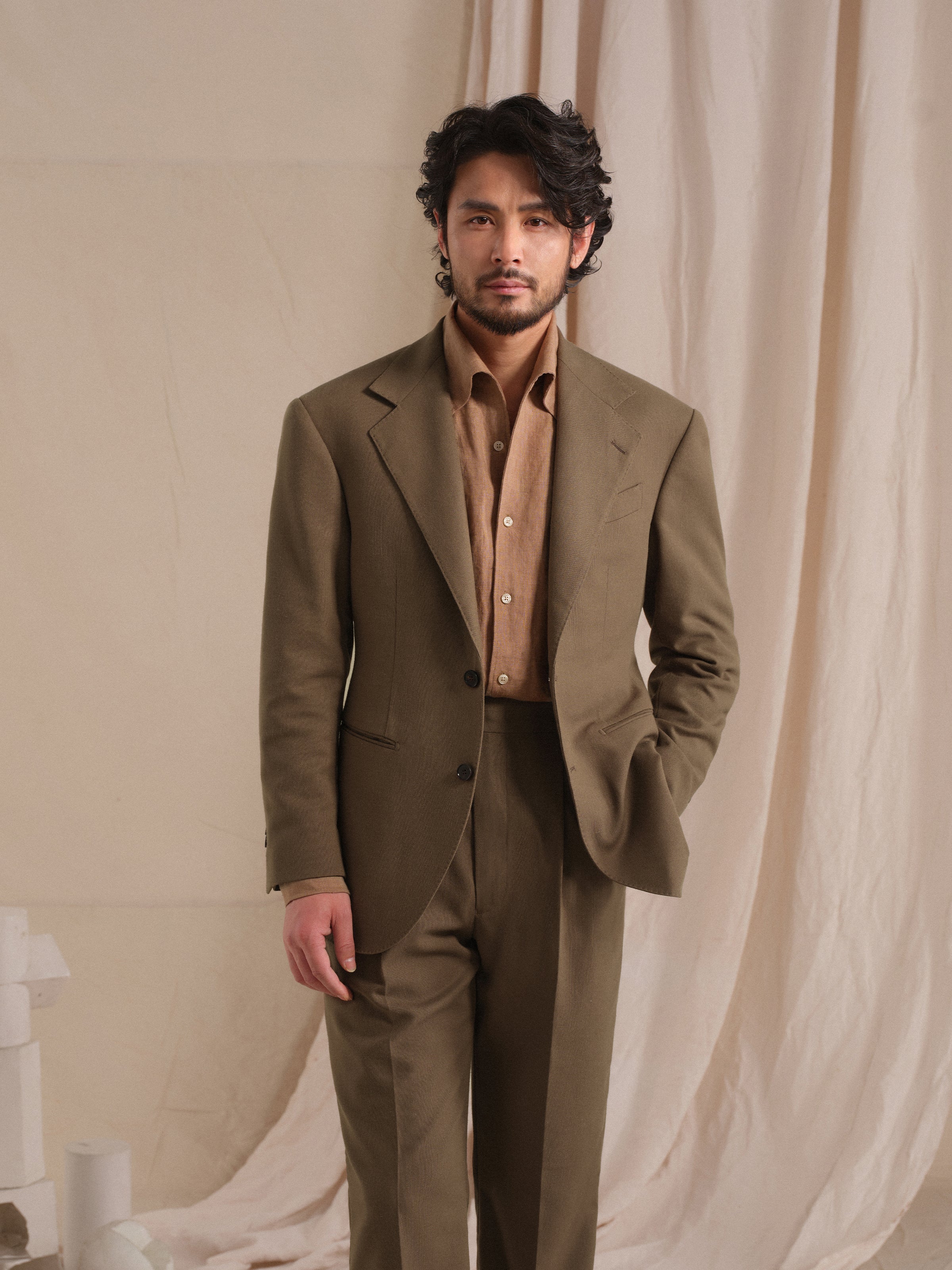 Men's Old Money Style Earth Tone Linen-Blend Breathable Suit Set