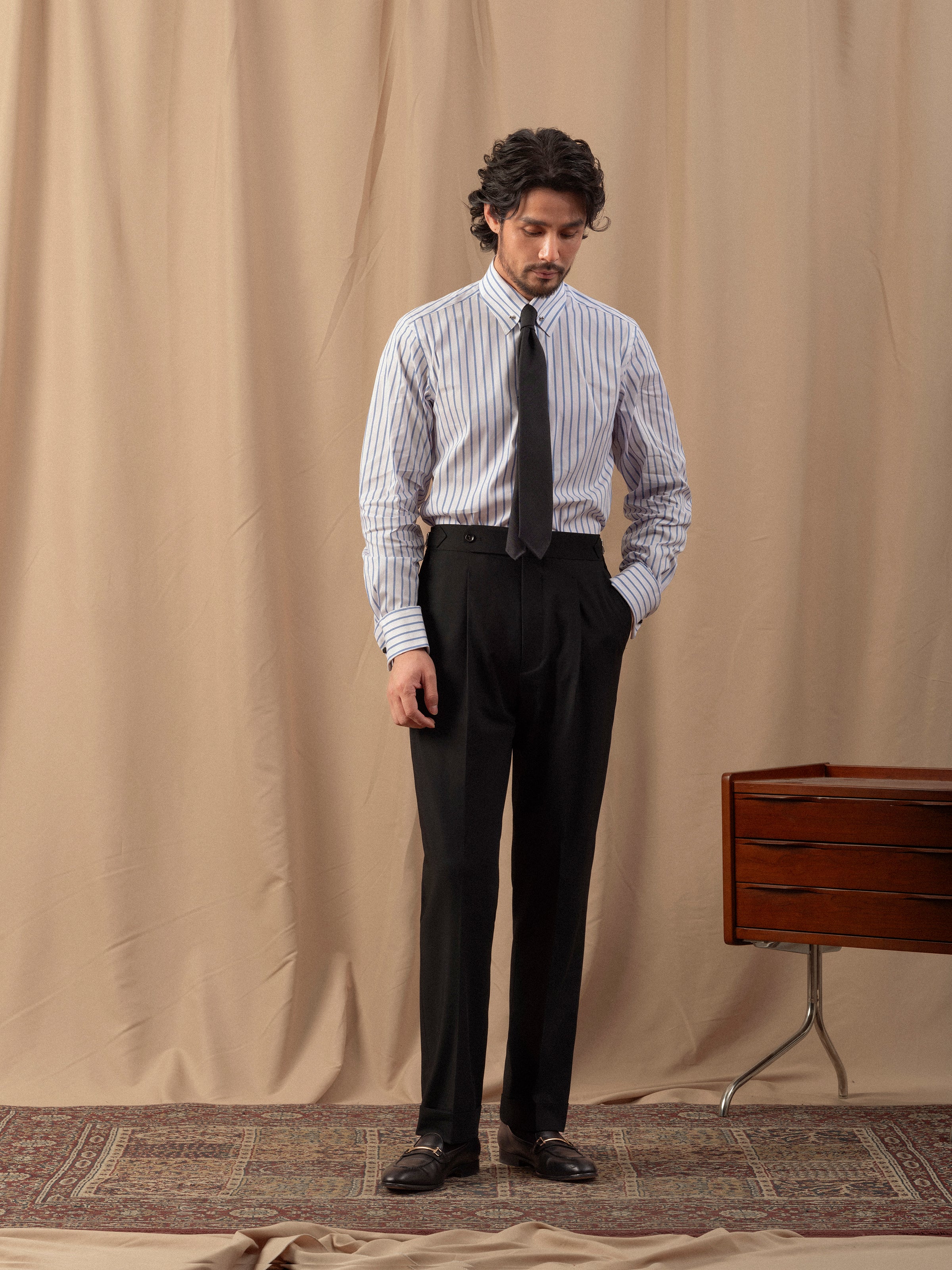 Men's Slim Fit Pure Black Single Pleat Tuxedo Trousers (Business/Casual/Wedding/Formal)