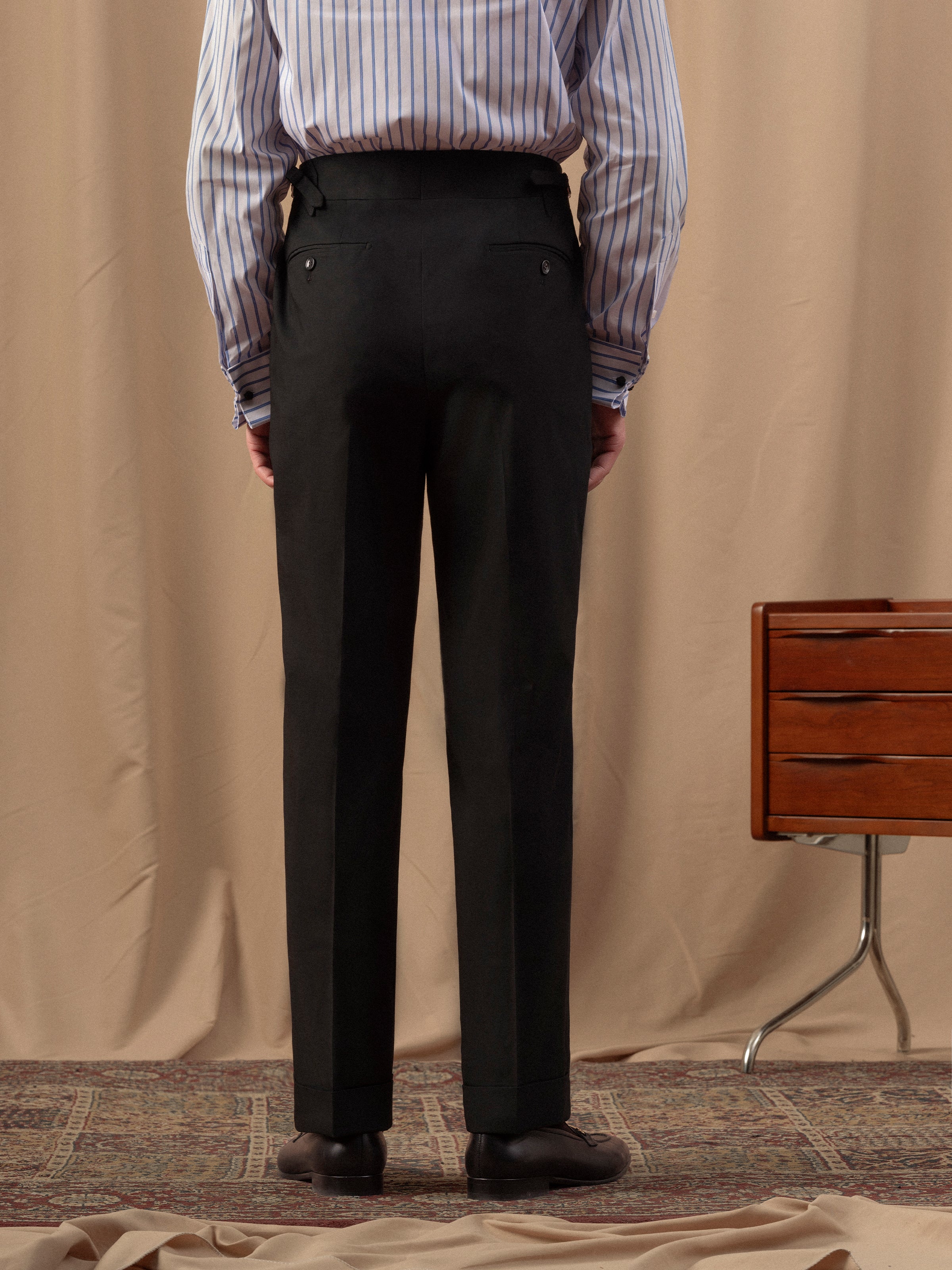 Men's Slim Fit Pure Black Single Pleat Tuxedo Trousers (Business/Casual/Wedding/Formal)