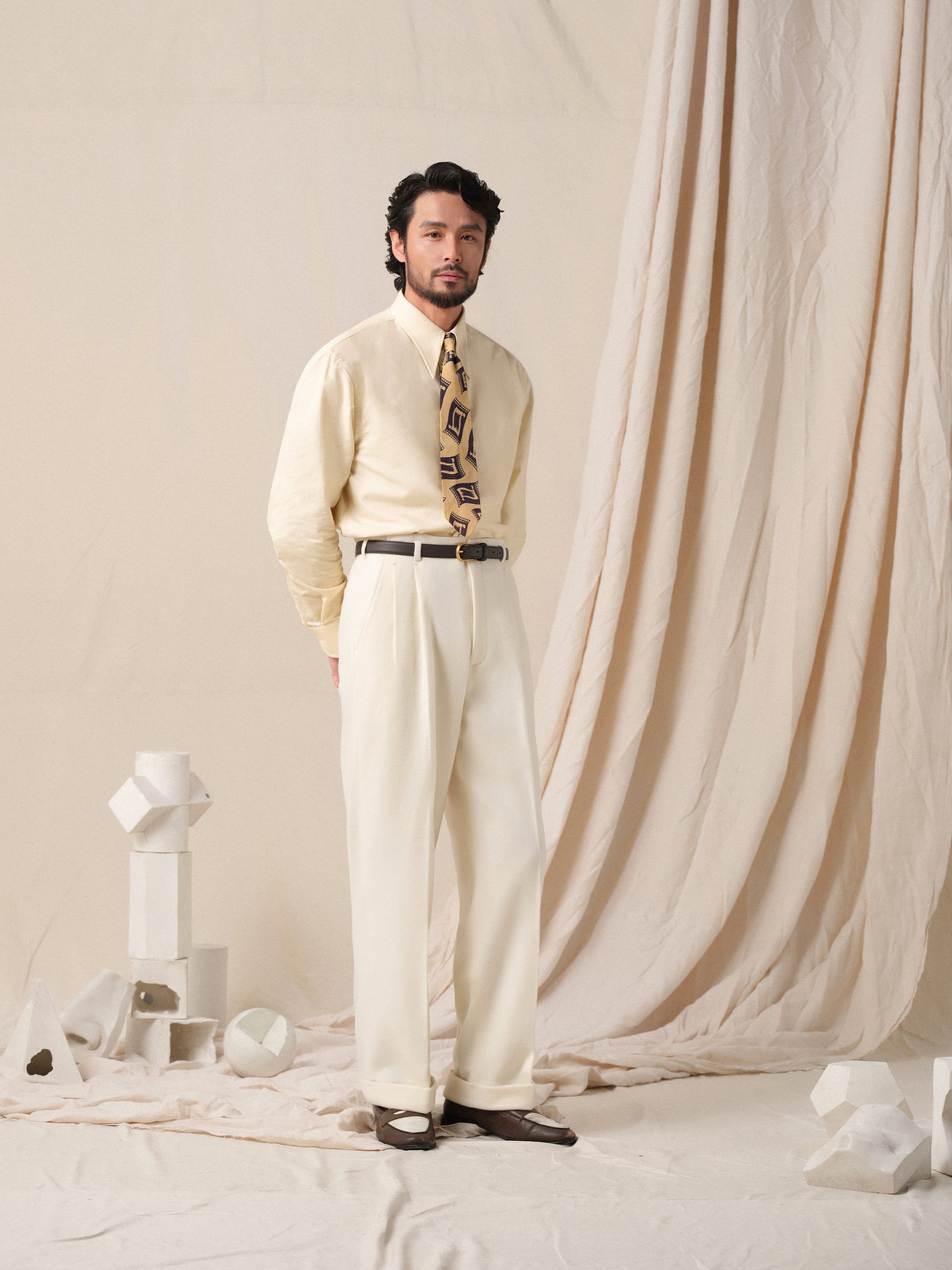 Men's Vintage Long Point Collar Oxford Shirt