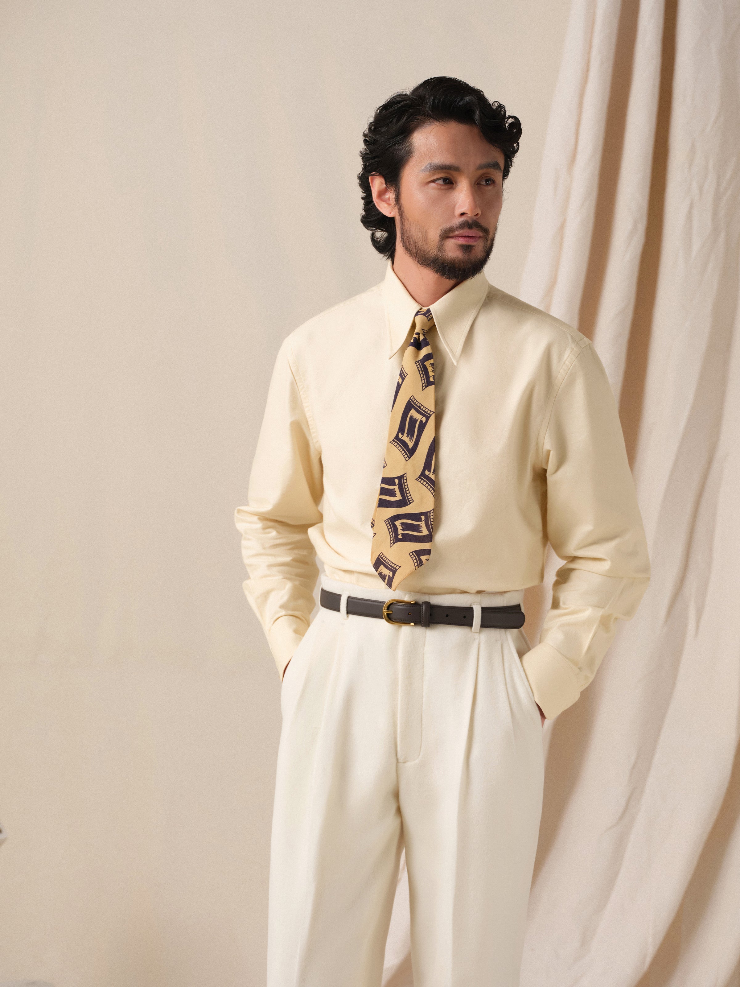 Men's Vintage Long Point Collar Oxford Shirt