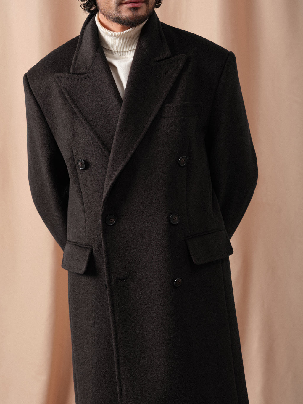 Men's Heavy 100% Wool Peaked Lapel Chester Coat