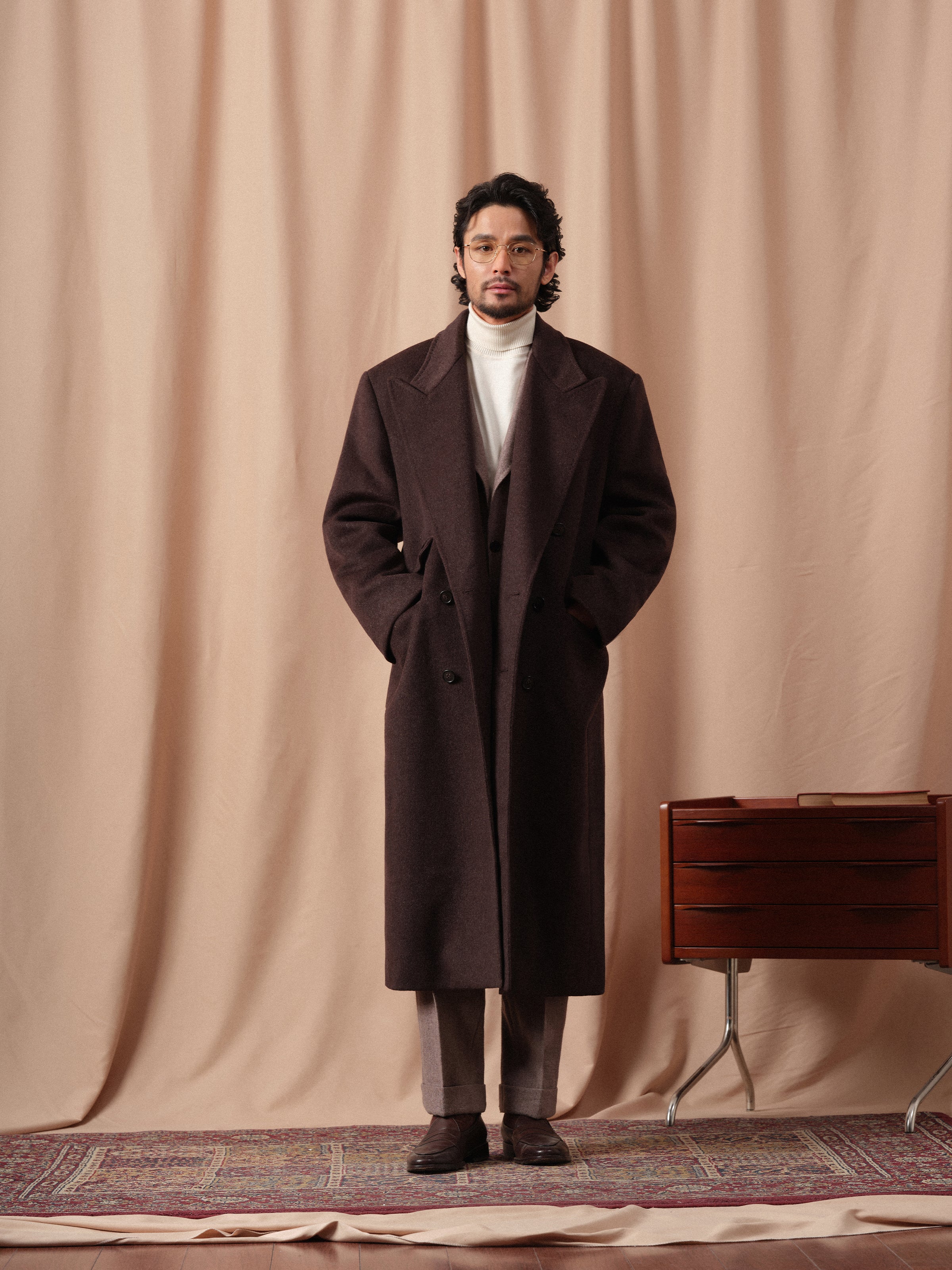 Men's Heavyweight 100% Wool Chester Double-Breasted Overcoat