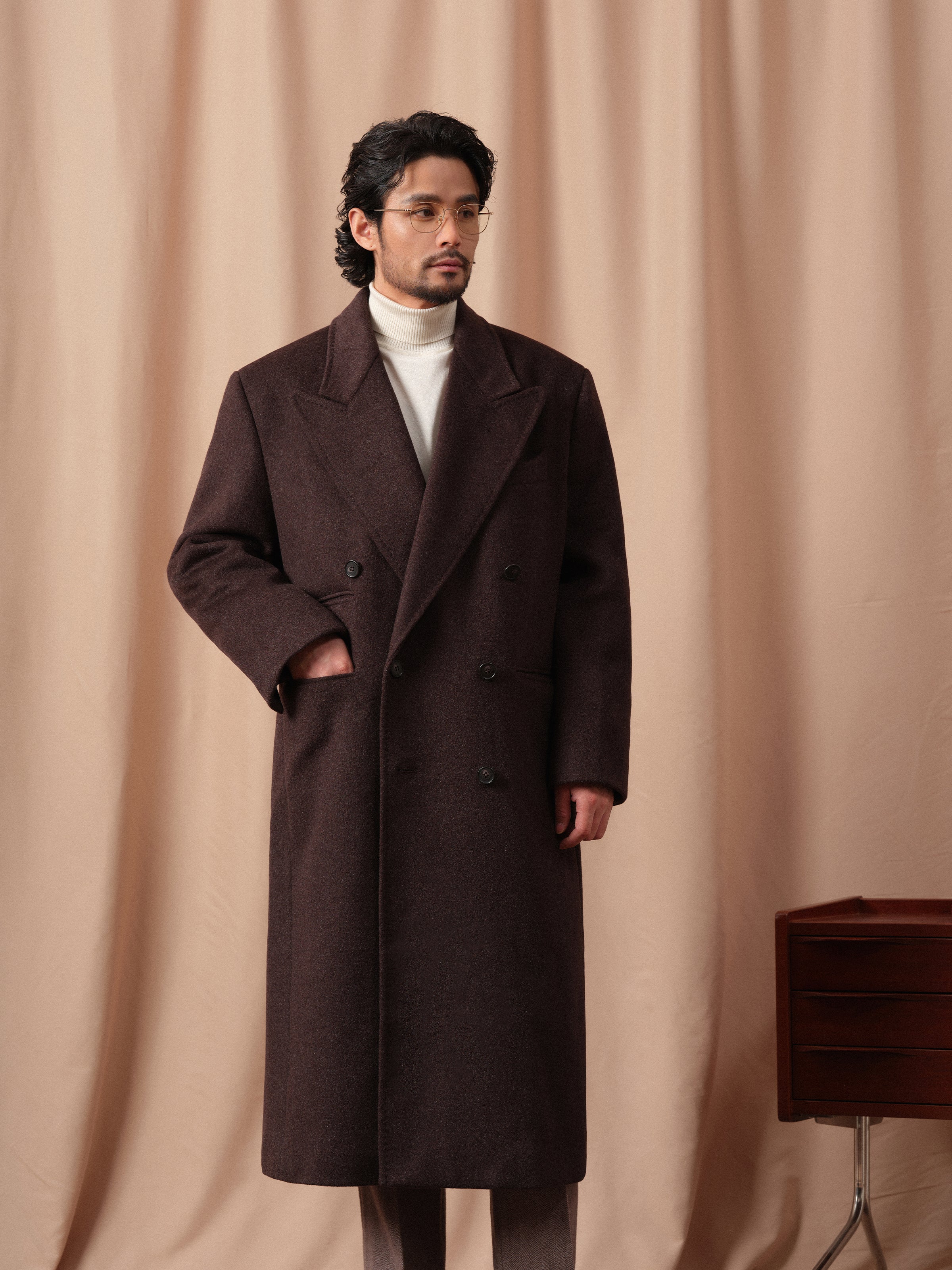 Men's Heavy 100% Wool Double-Breasted Overcoat