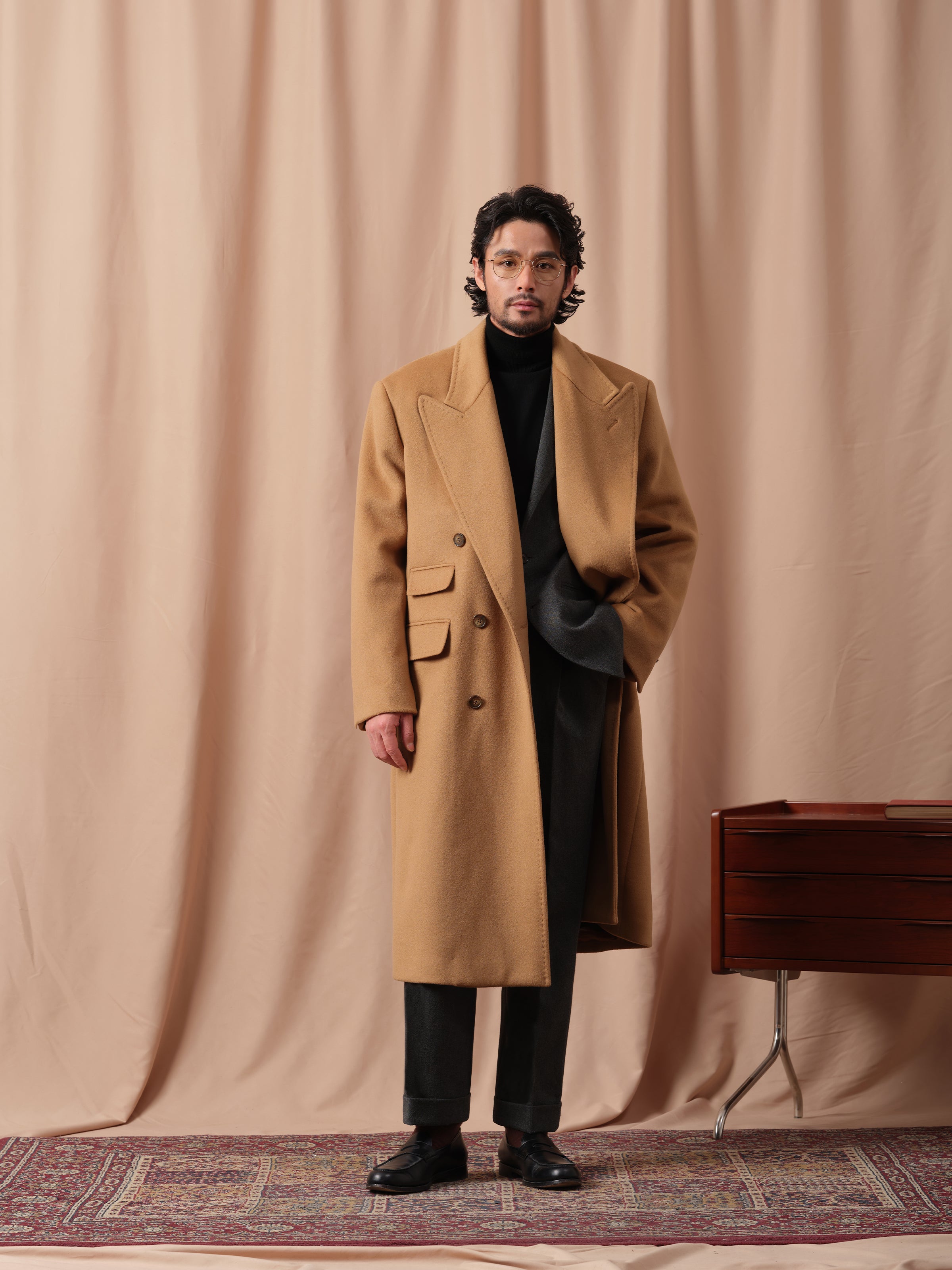 Men's Heavyweight 100% Wool Chester Double-Breasted Overcoat