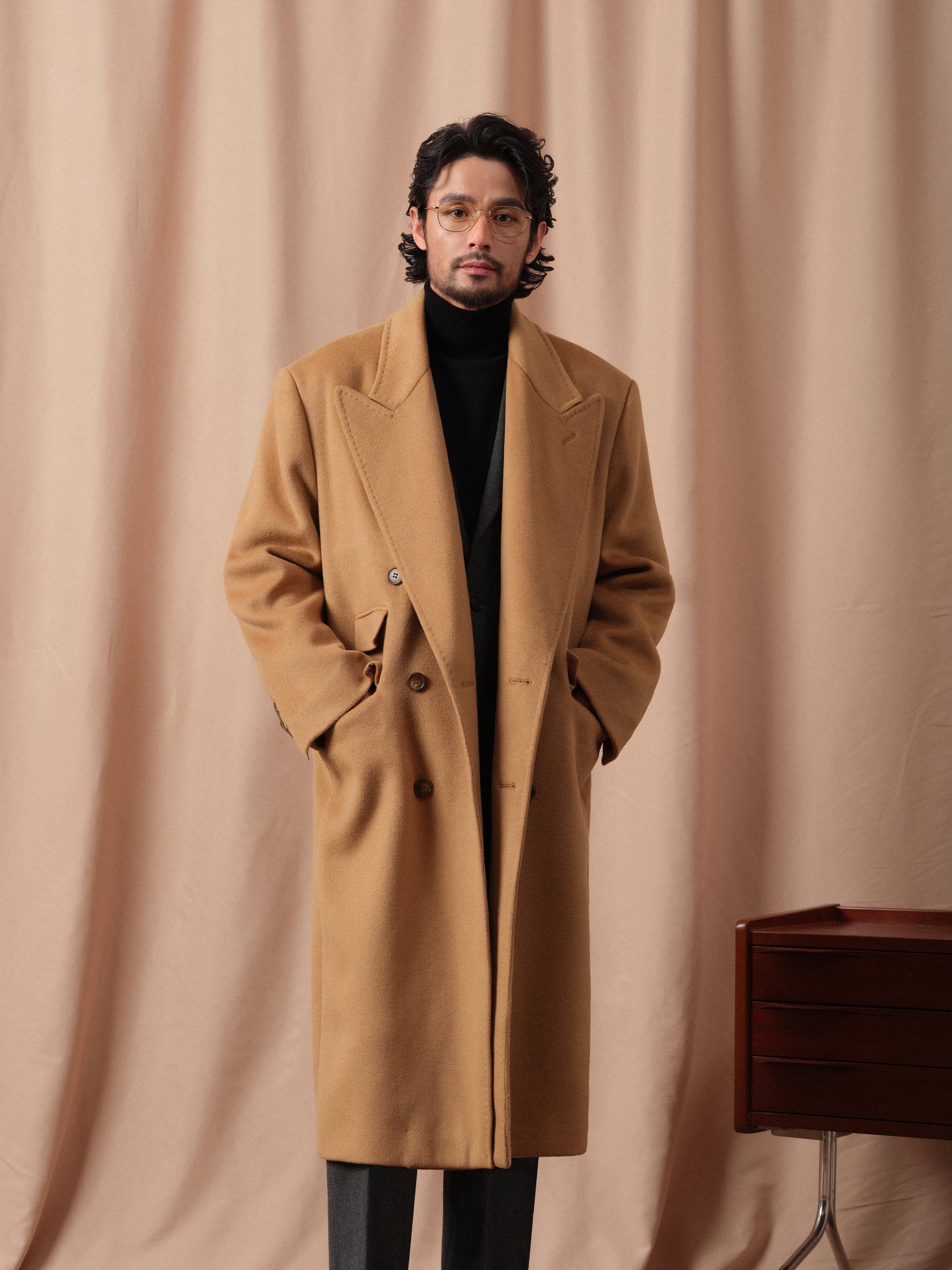 Men's Heavyweight 100% Wool Chester Double-Breasted Overcoat