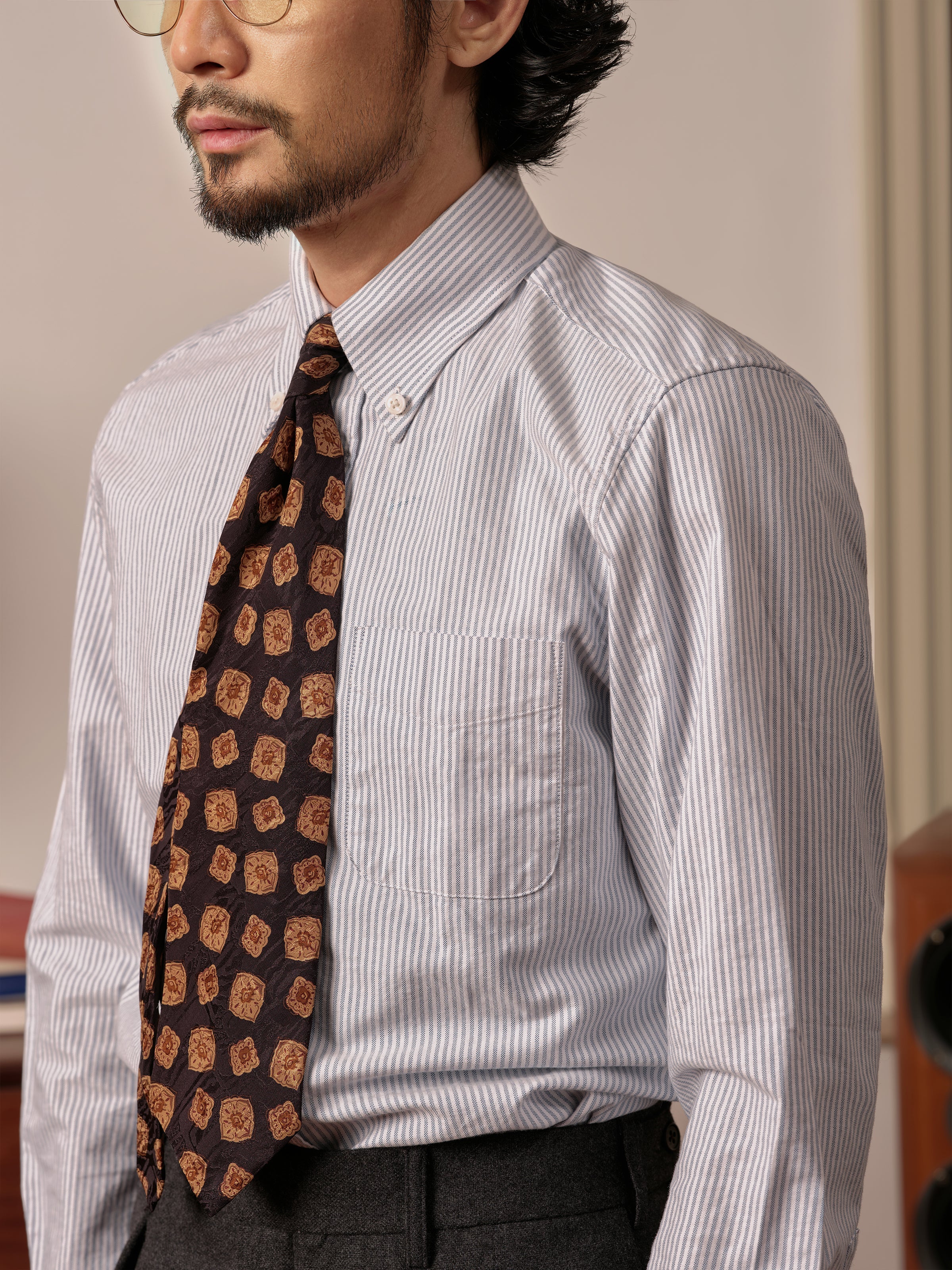 Men's Striped Oxford Button-Down Shirt