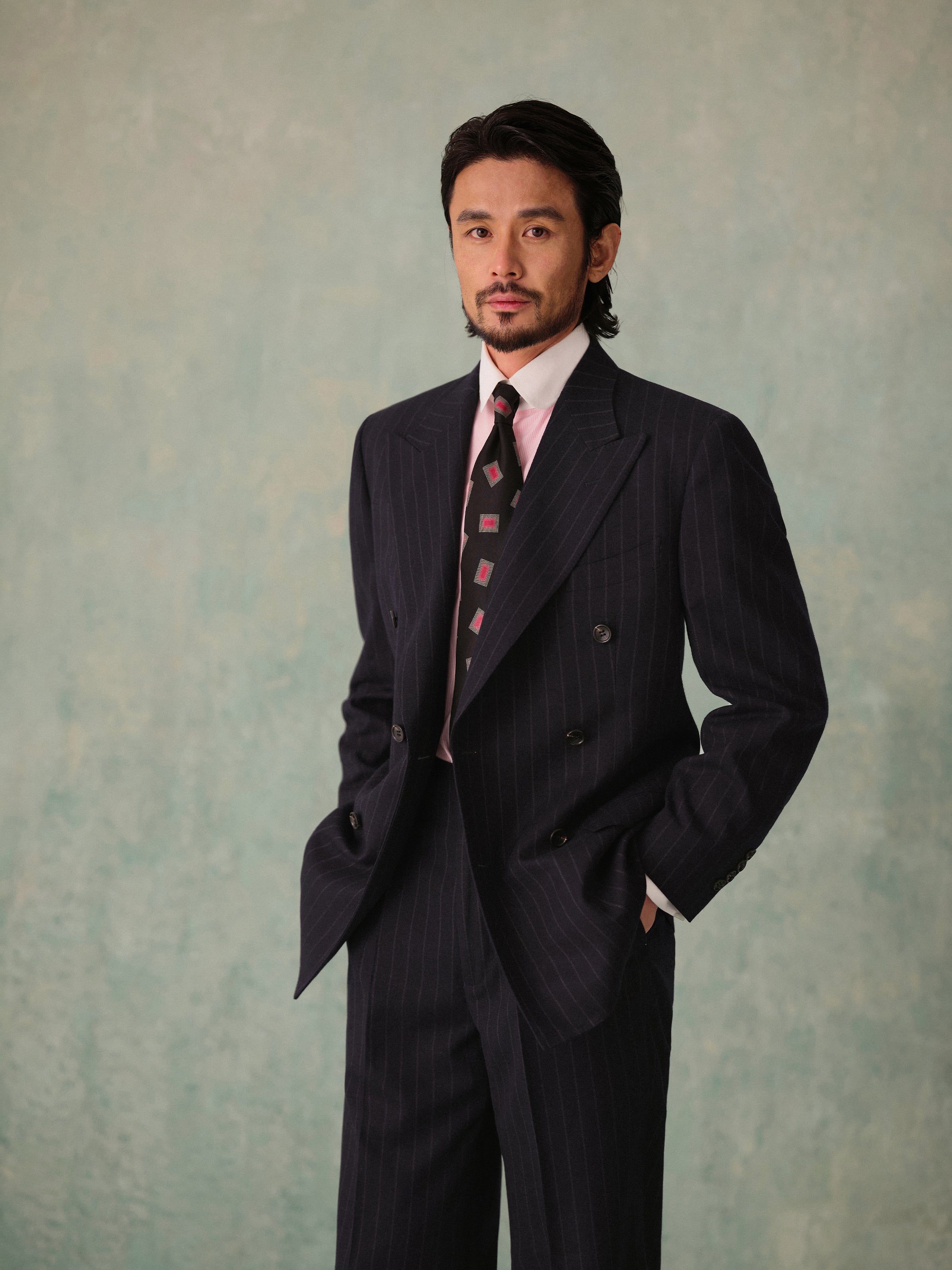 Men's Vintage 453g Pinstripe Double-Breasted Suit