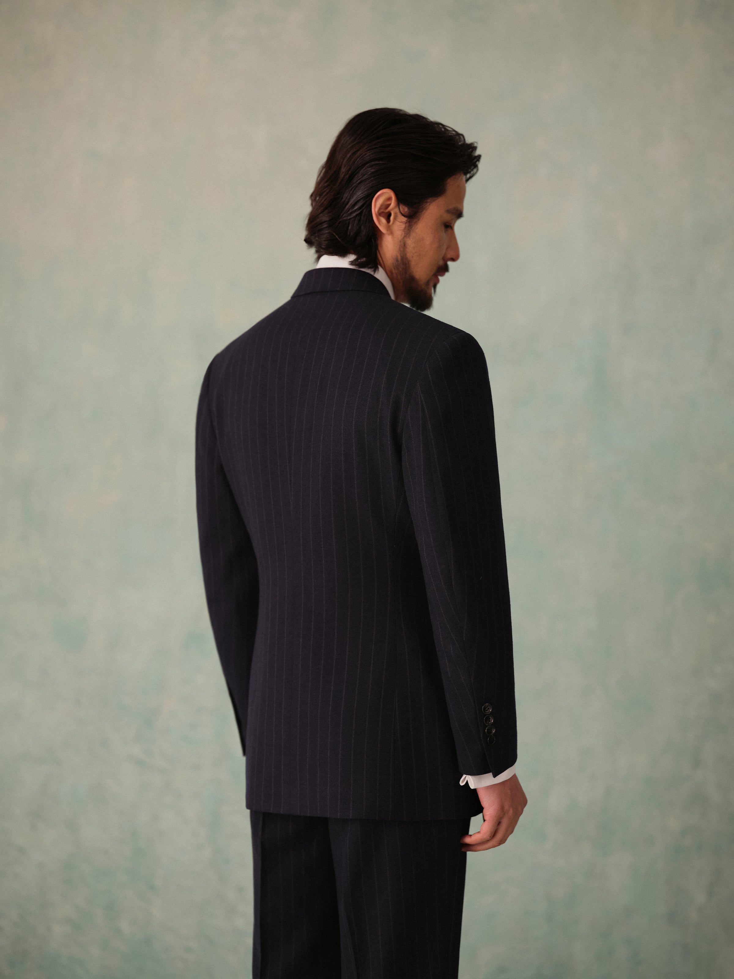 Men's Vintage 453g Pinstripe Double-Breasted Suit