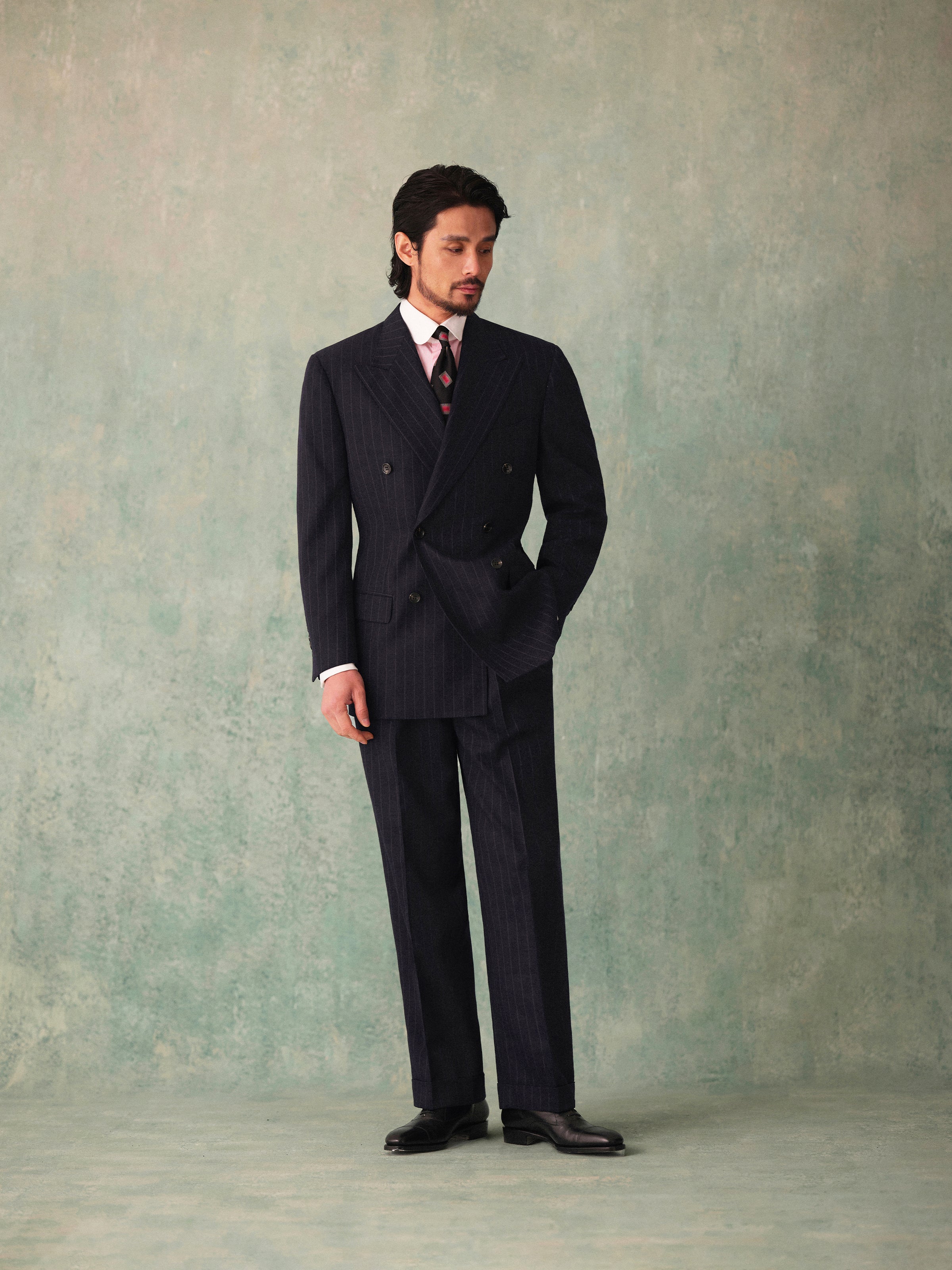 Men's Vintage 453g Pinstripe Double-Breasted Suit