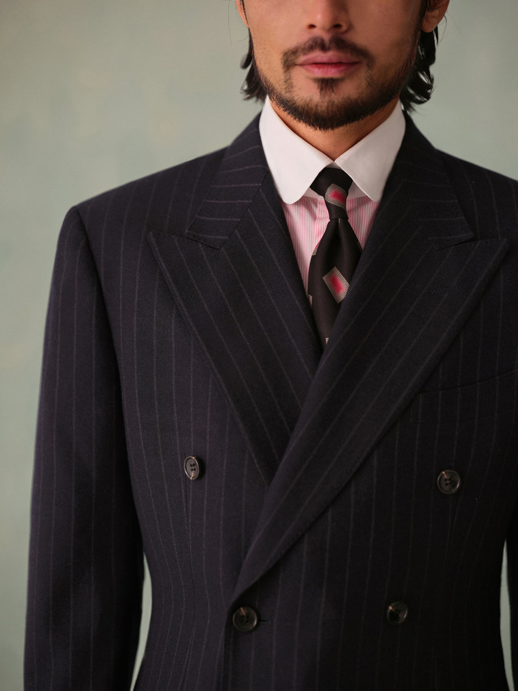 Men's Vintage 453g Pinstripe Double-Breasted Suit