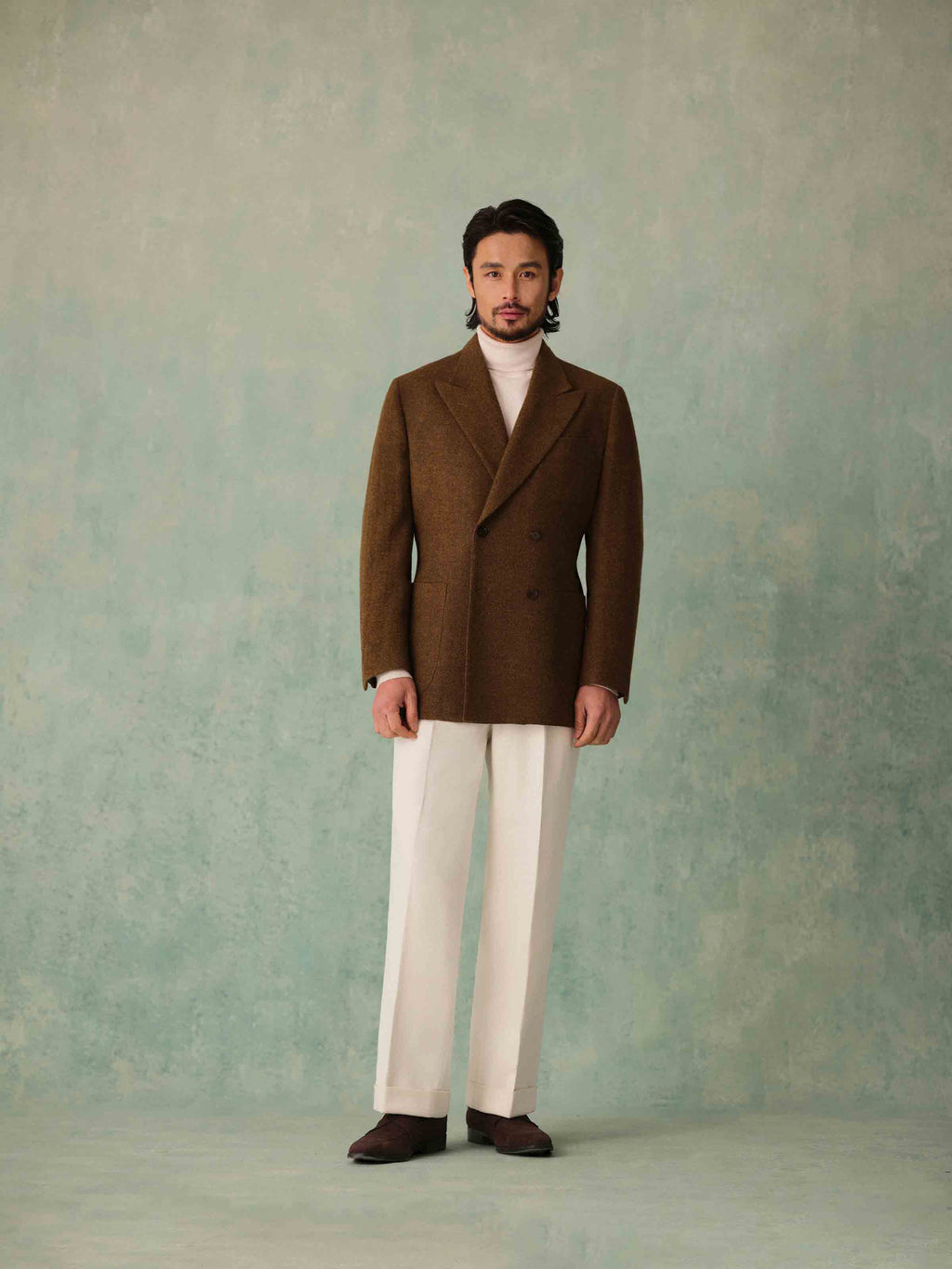 1930s Men's 430g Wool Double-Breasted Suit Jacket