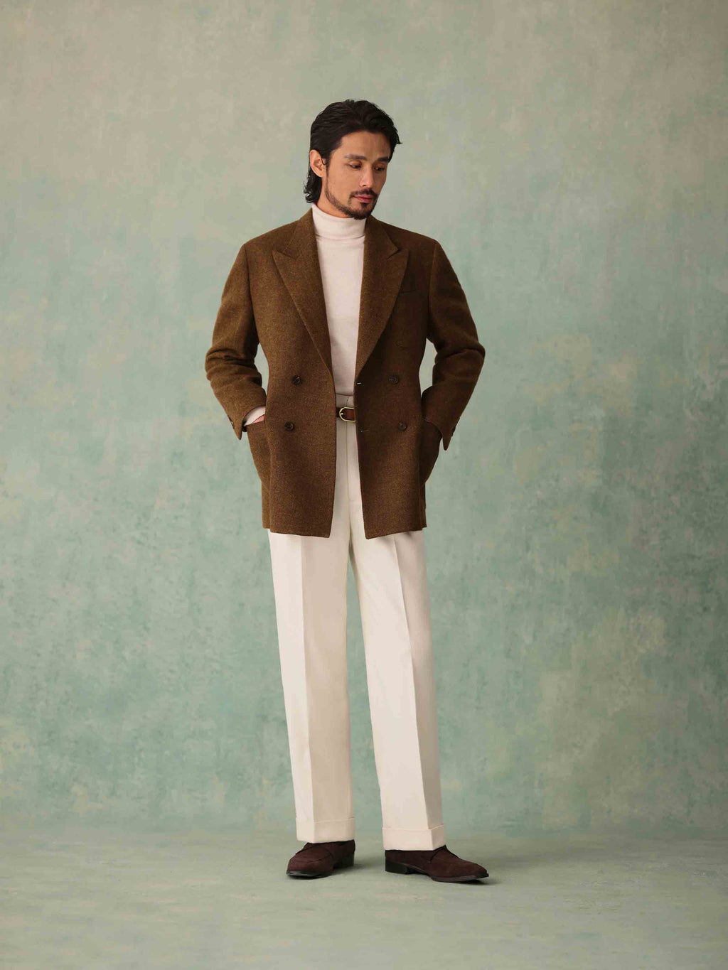 1930s Men's 430g Wool Double-Breasted Suit Jacket