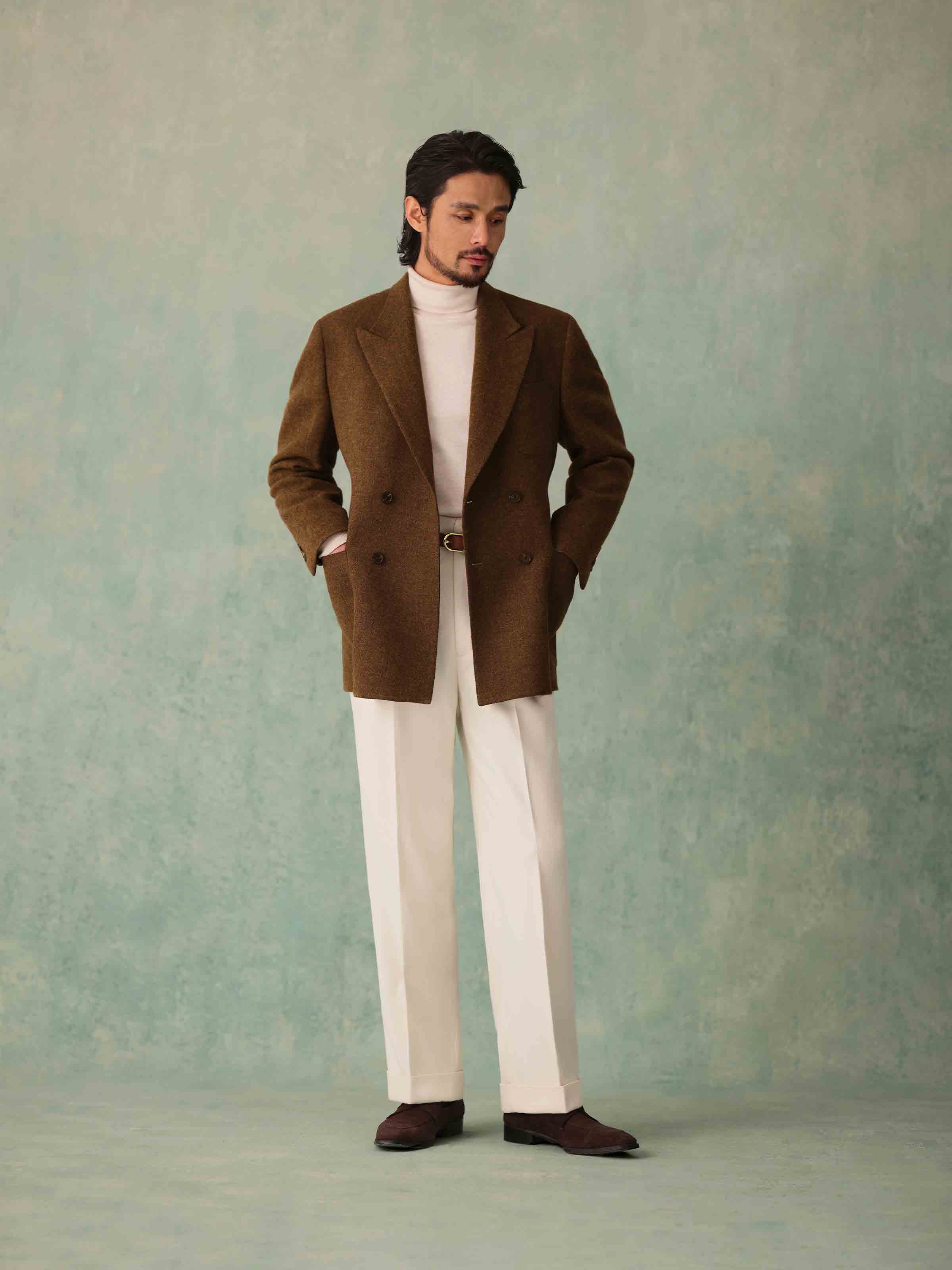 1930s Men's 430g Wool Double-Breasted Suit Jacket