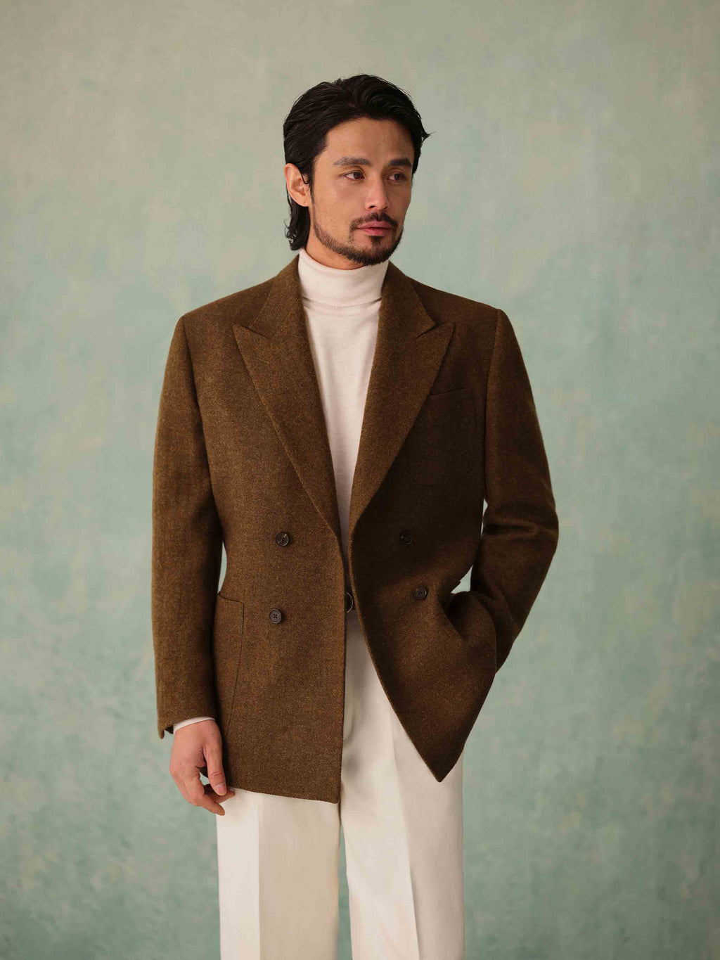 1930s Men's 430g Wool Double-Breasted Suit Jacket