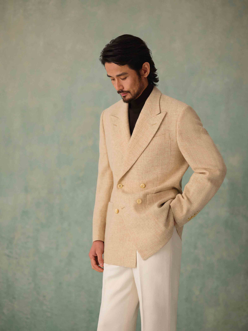 1930s Men's 430g Wool Double-Breasted Suit Jacket