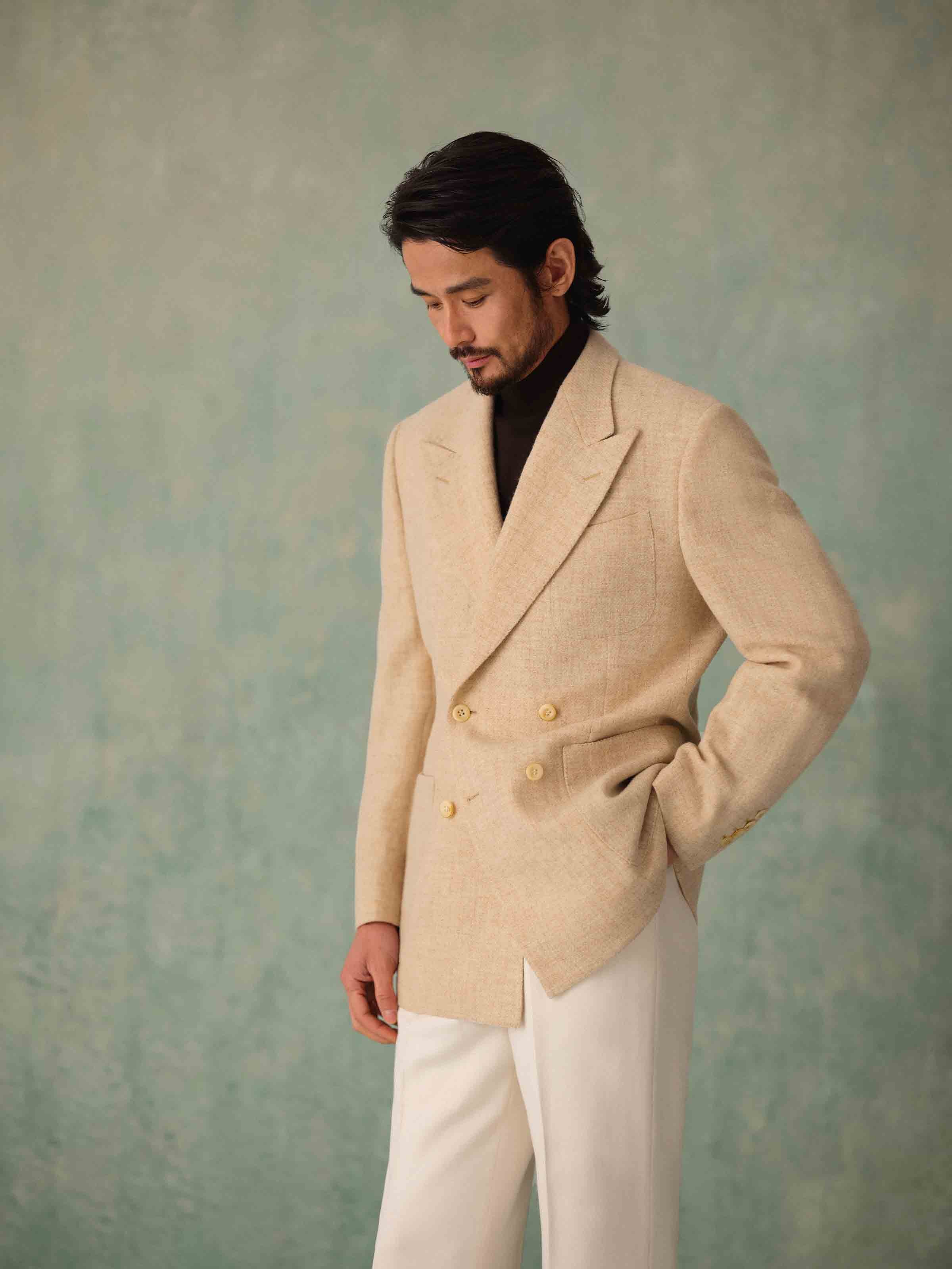 1930s Men's 430g Wool Double-Breasted Suit Jacket