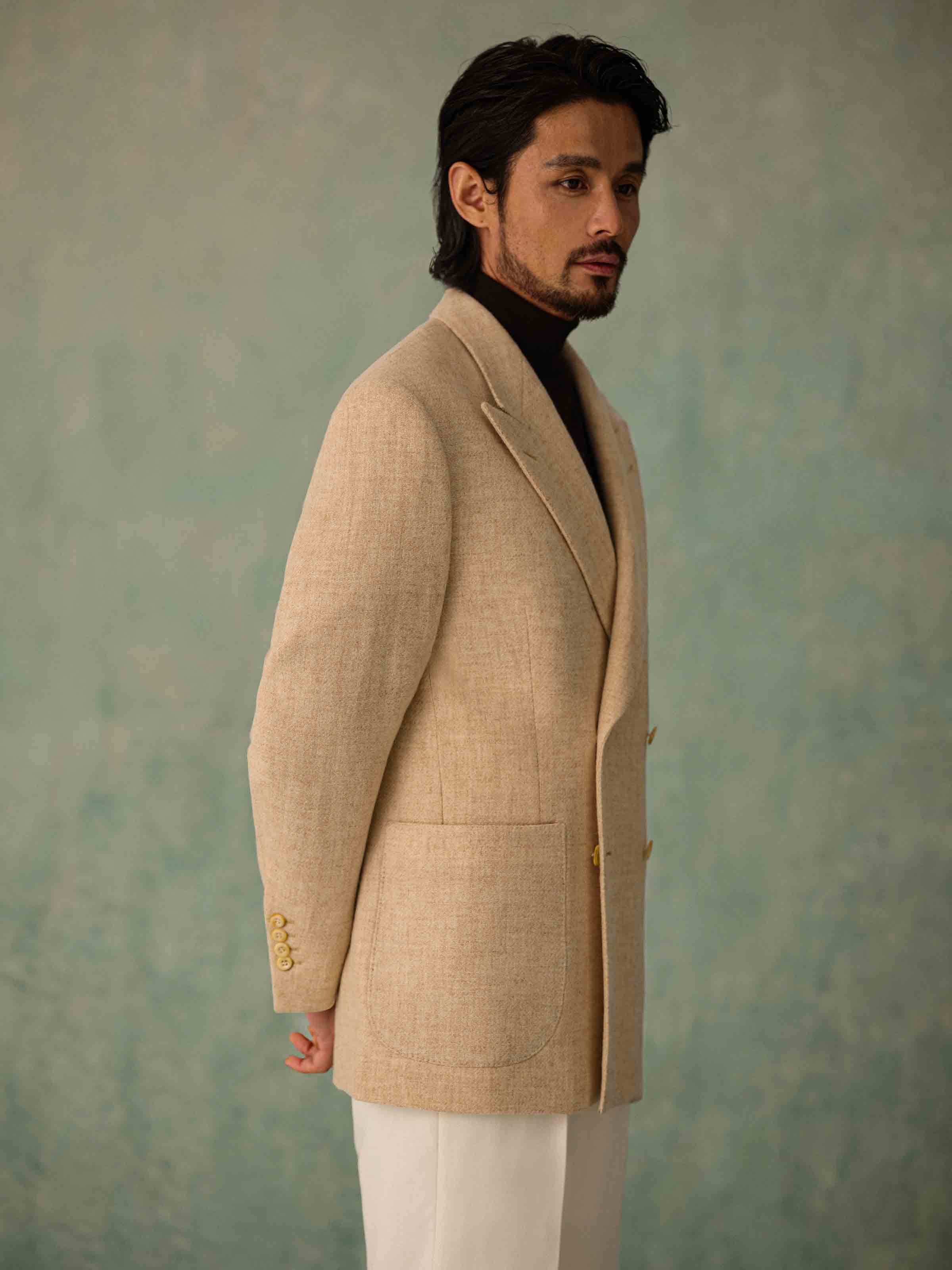 1930s Men's 430g Wool Double-Breasted Suit Jacket