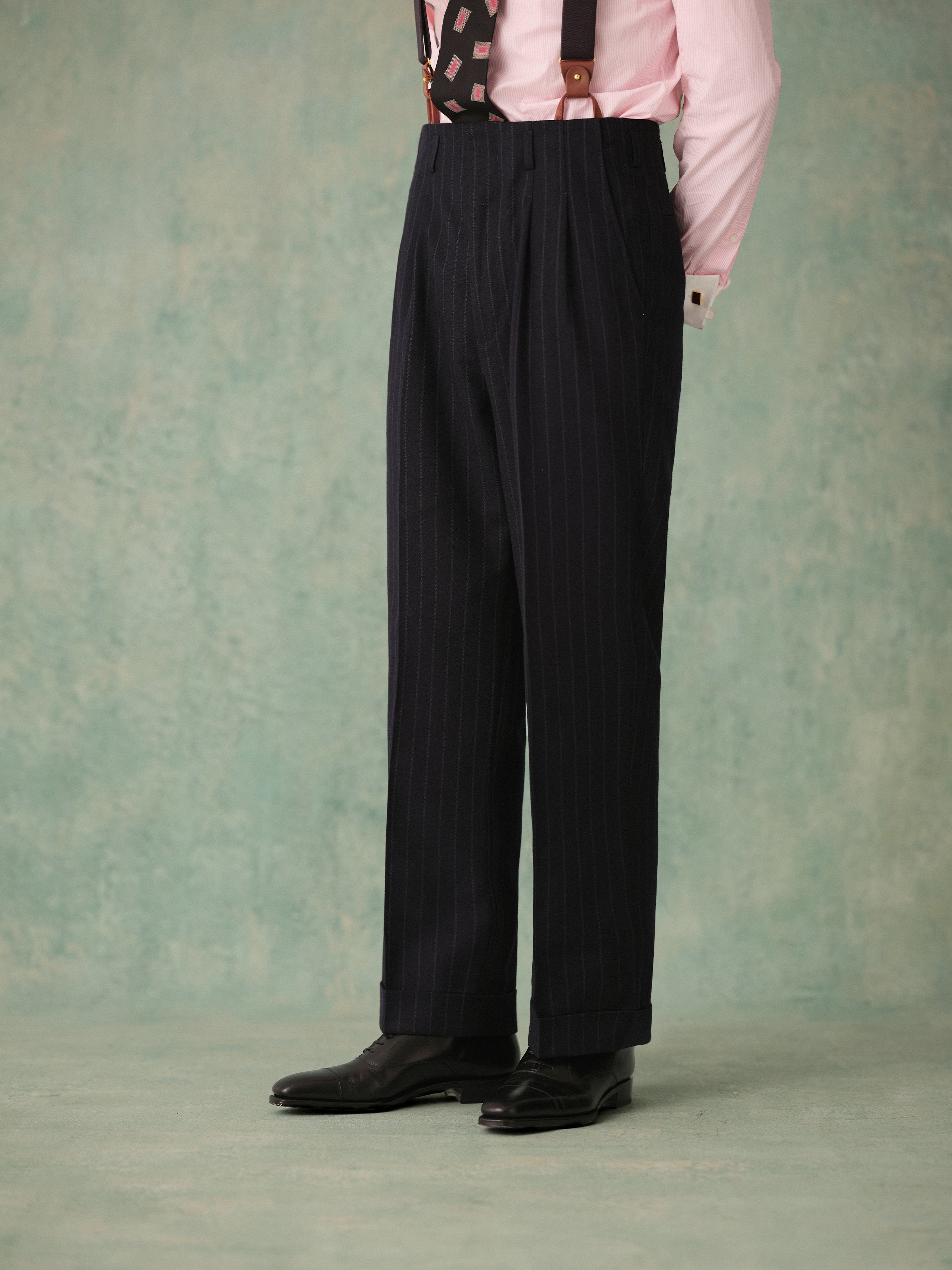 Men's Vintage 453g Pinstripe Double-Breasted Suit