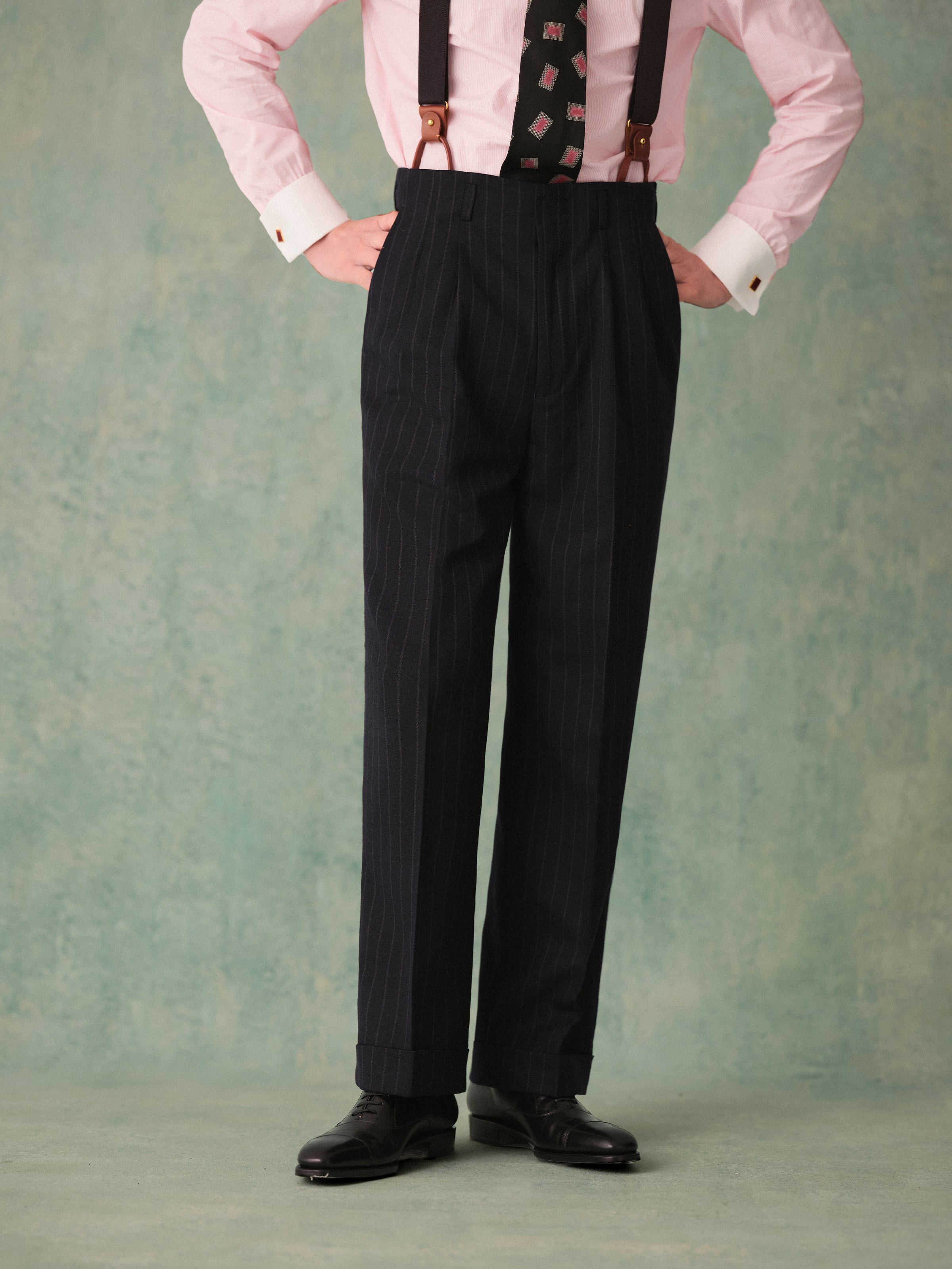 Men's Vintage 453g Pinstripe Double-Breasted Suit