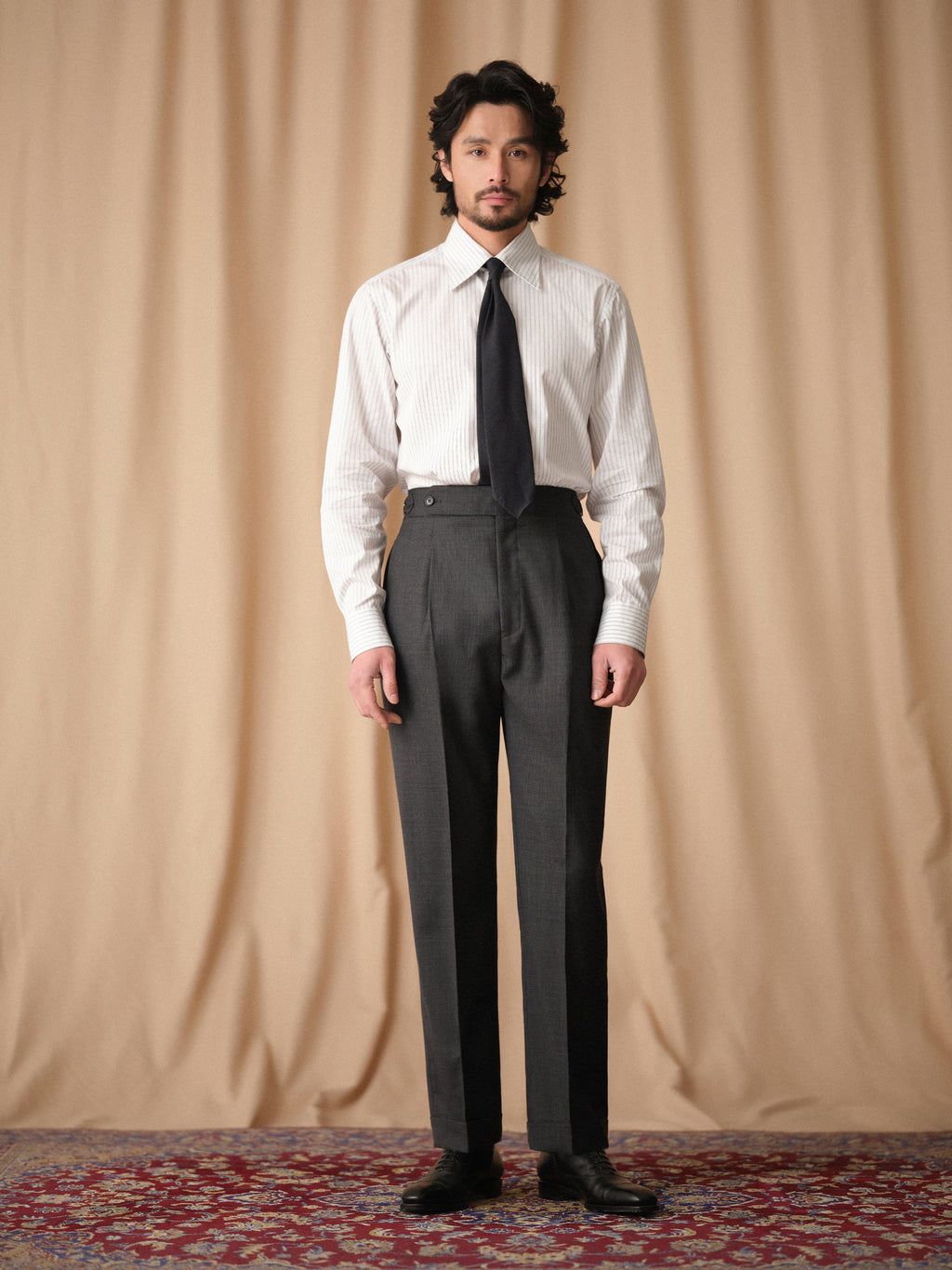 Men's 50% Wool Prince of Wales Check Straight-Leg Business Trousers