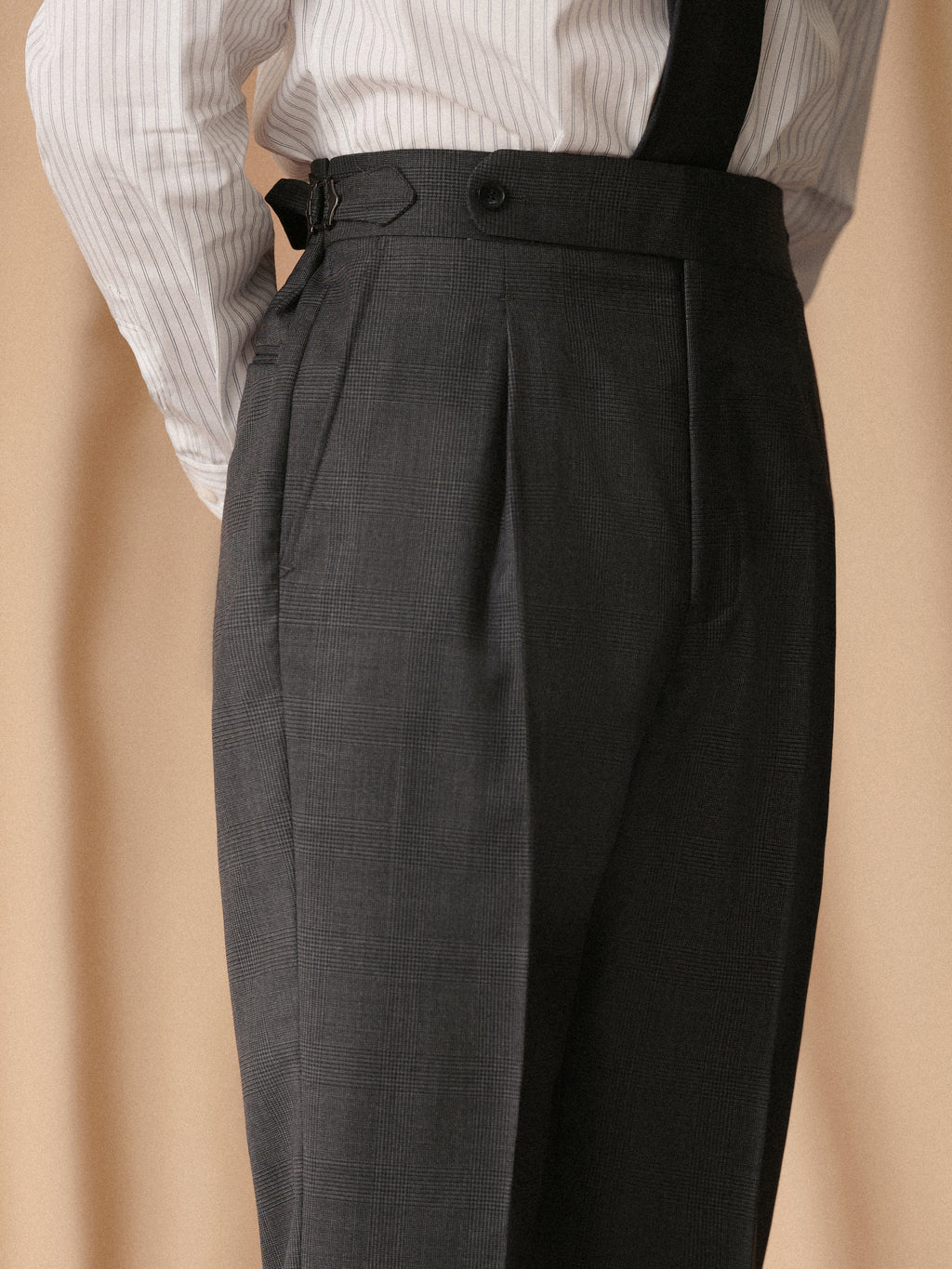 Men's 50% Wool Prince of Wales Check Straight-Leg Business Trousers
