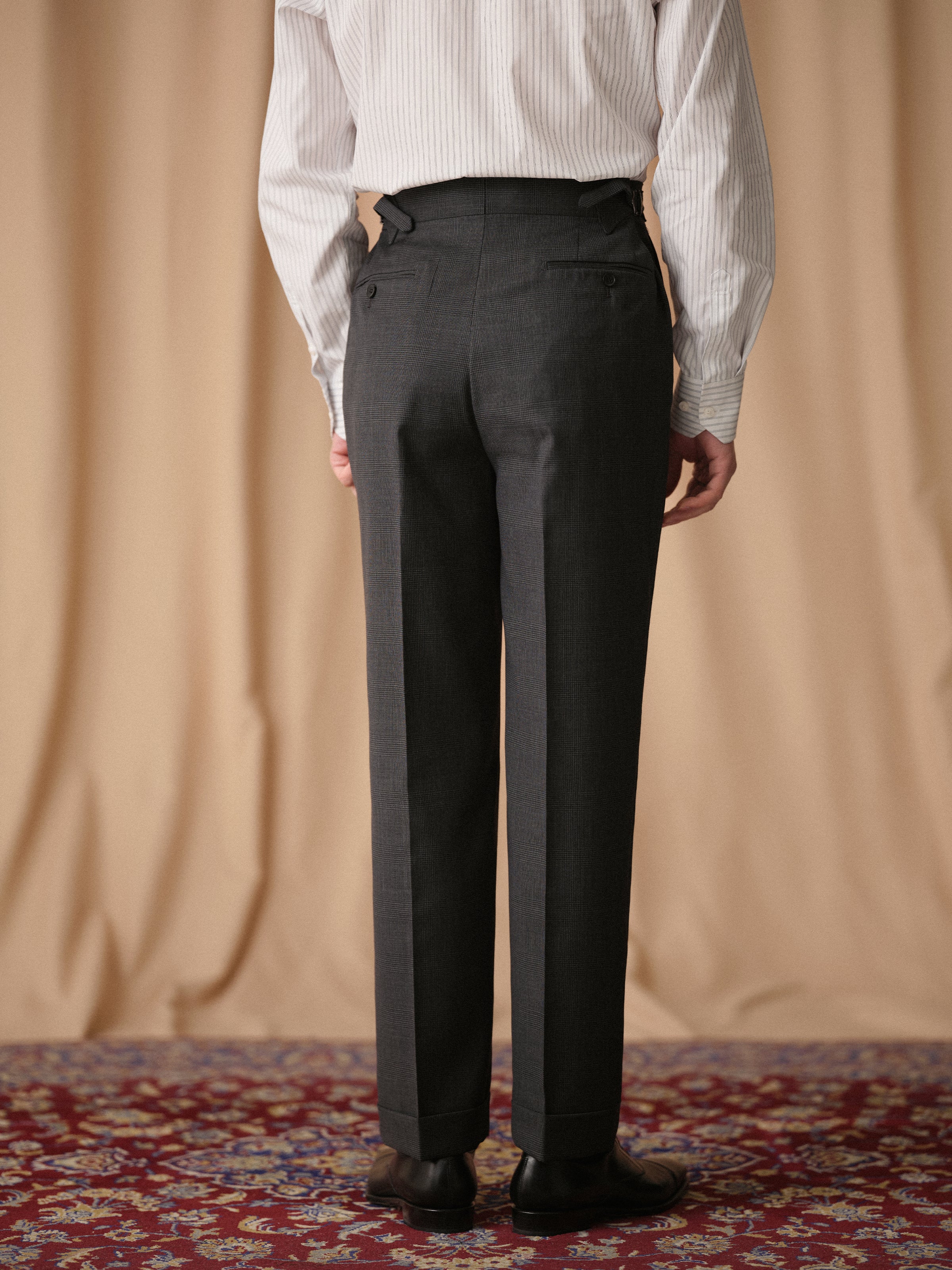 Men's 50% Wool Prince of Wales Check Straight-Leg Business Trousers