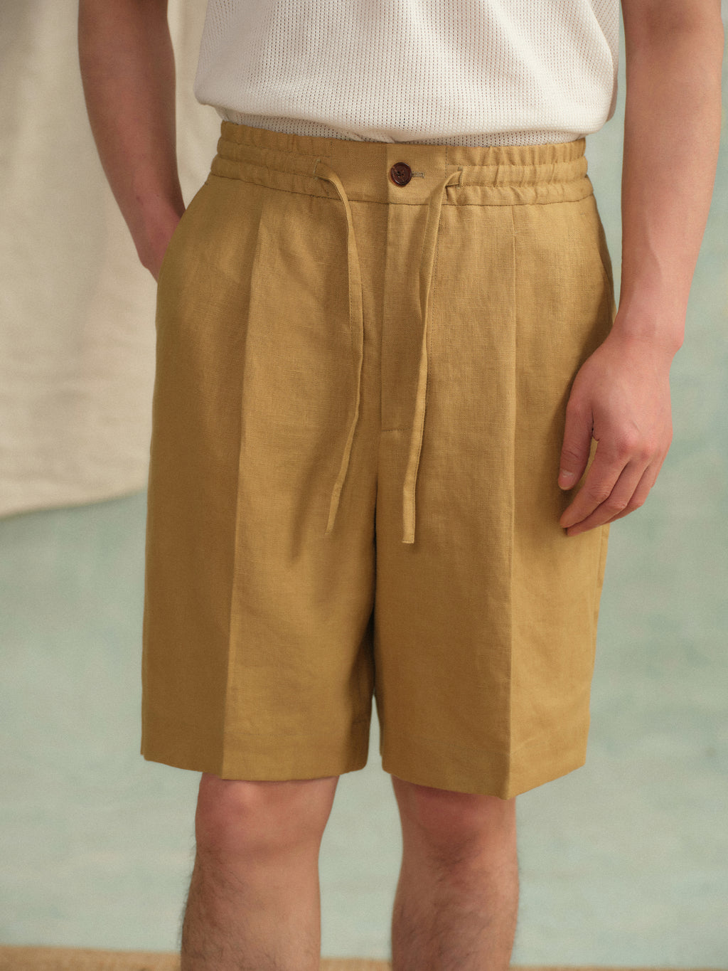 Men's French Linen Drawstring Shorts