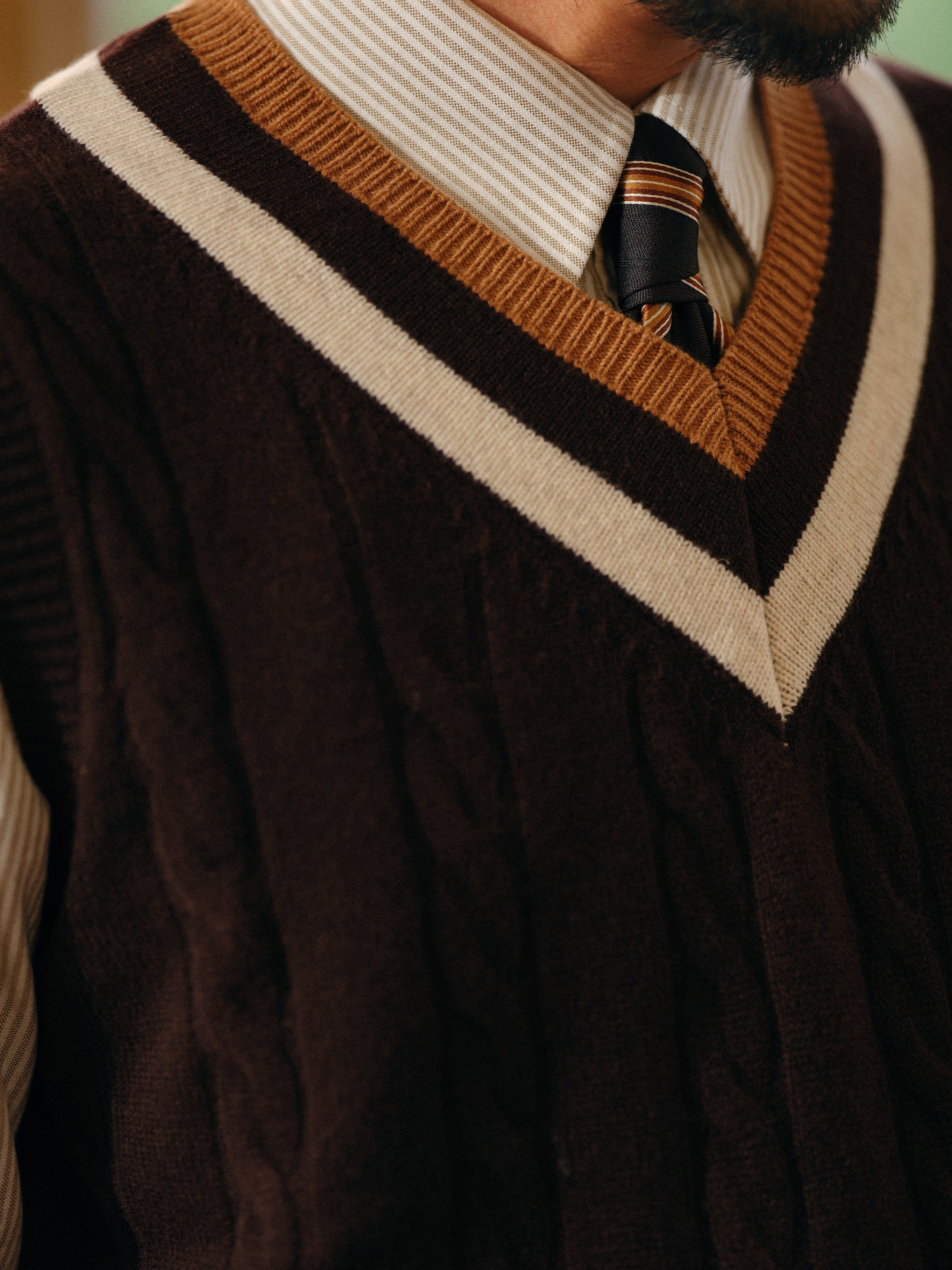 Vintage Ivy Merino Wool Knit Vest for Men