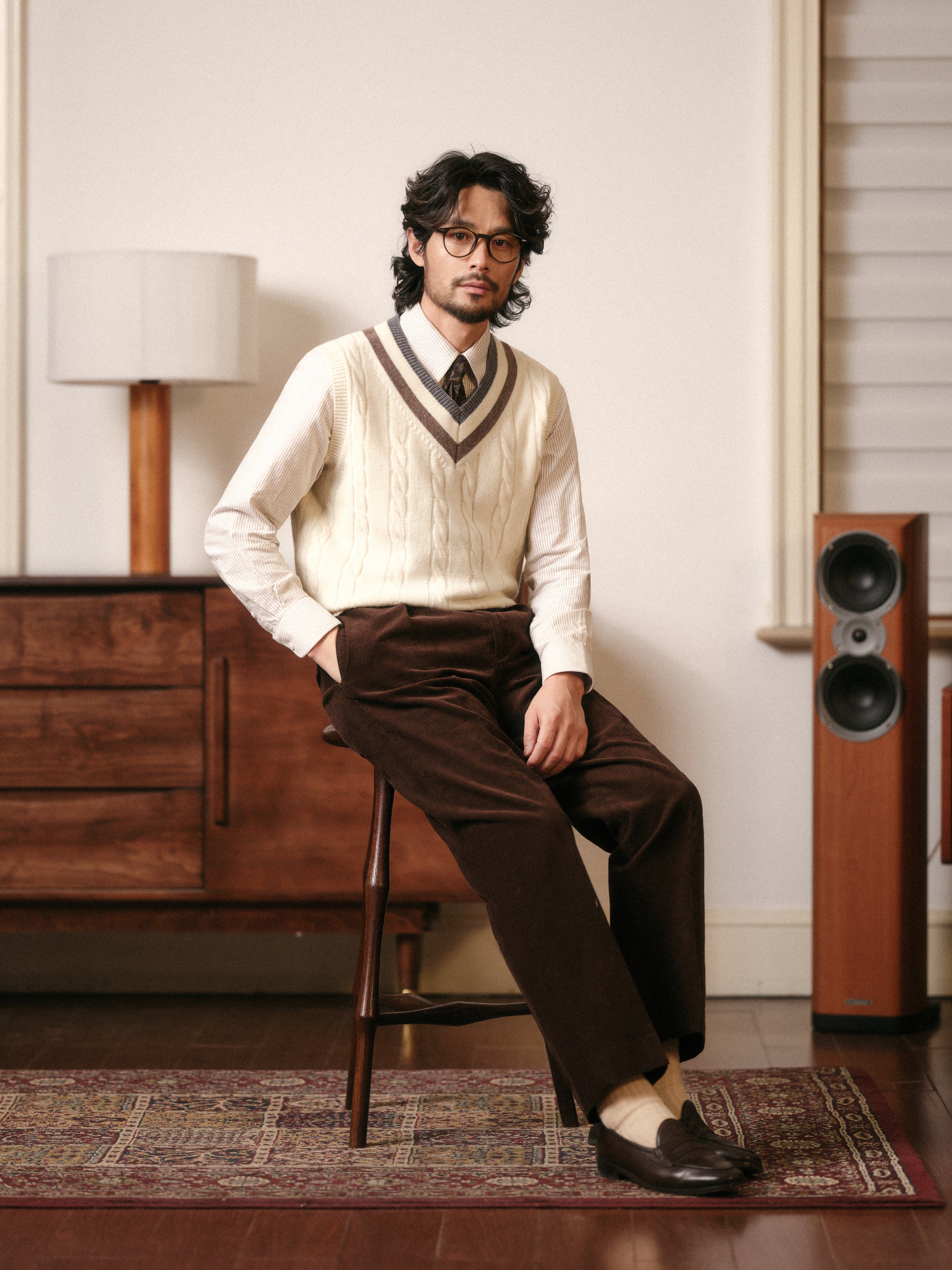 Vintage Ivy Merino Wool Knit Vest for Men