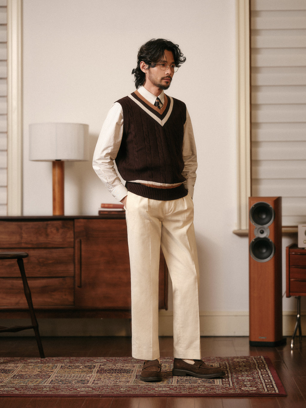 Vintage Ivy Merino Wool Knit Vest for Men