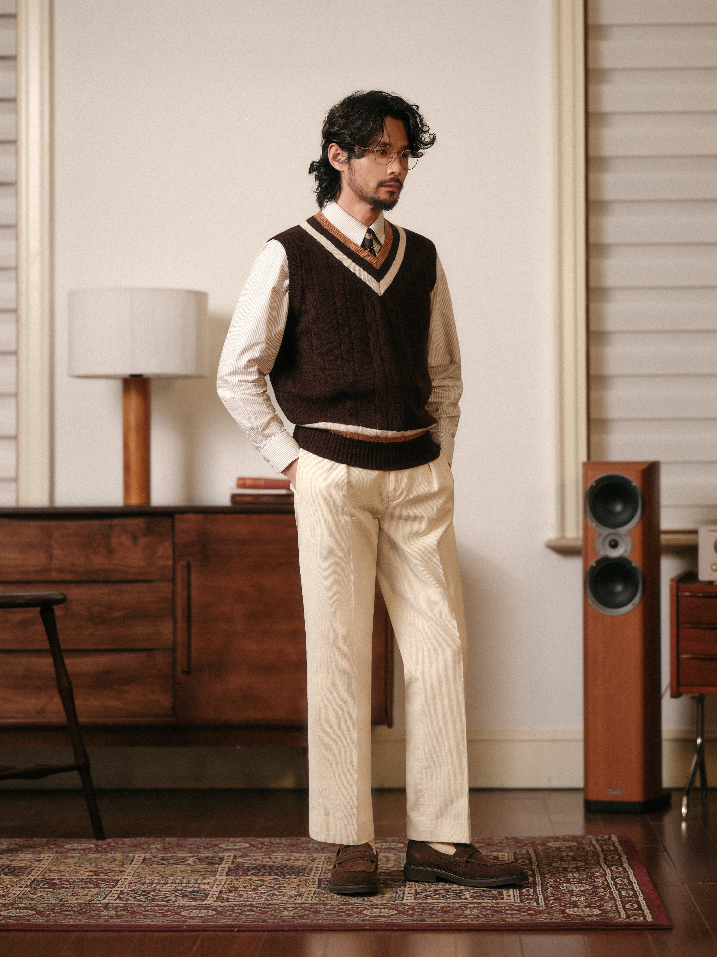 Vintage Ivy Merino Wool Knit Vest for Men