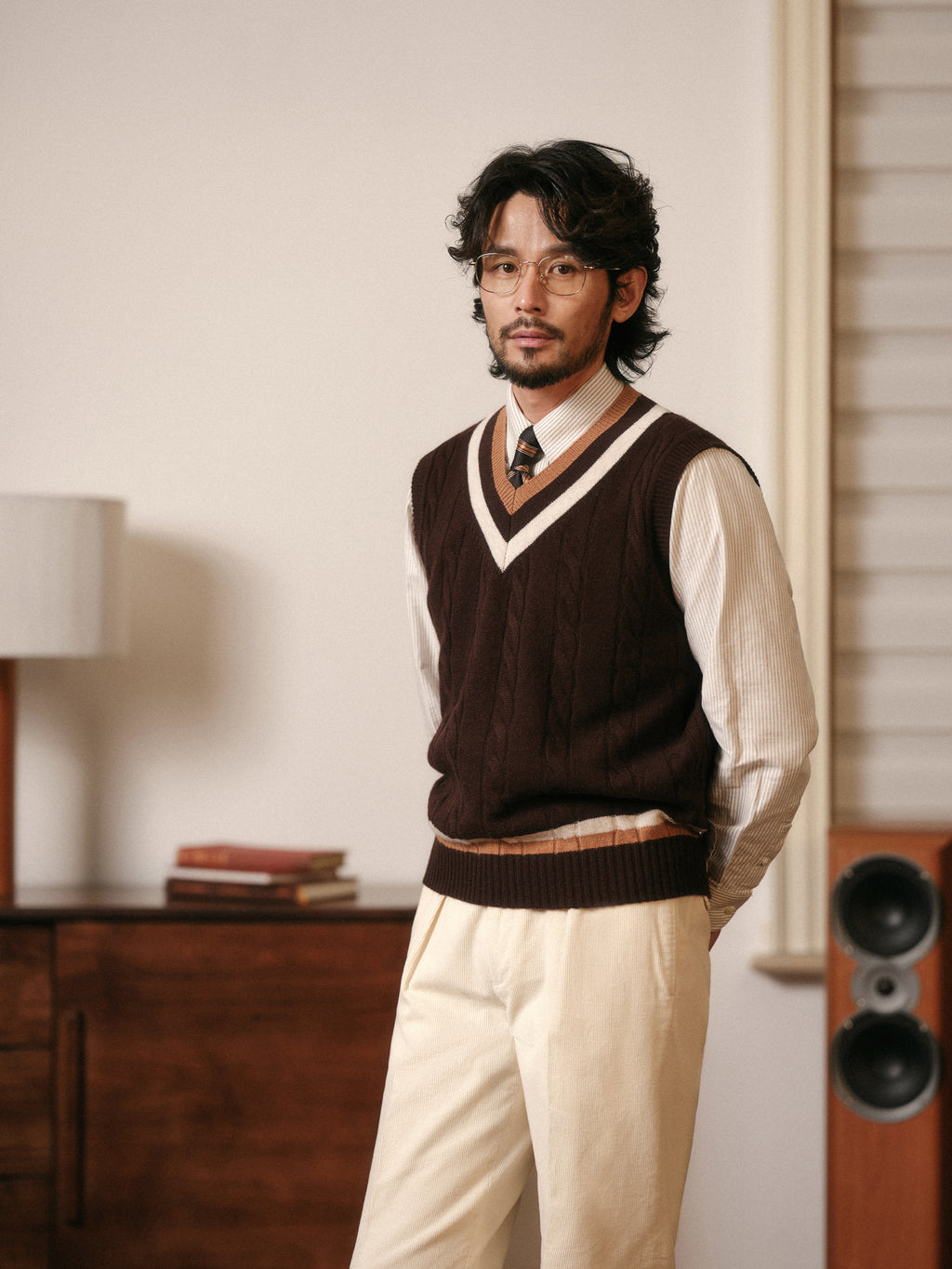 Vintage Ivy Merino Wool Knit Vest for Men