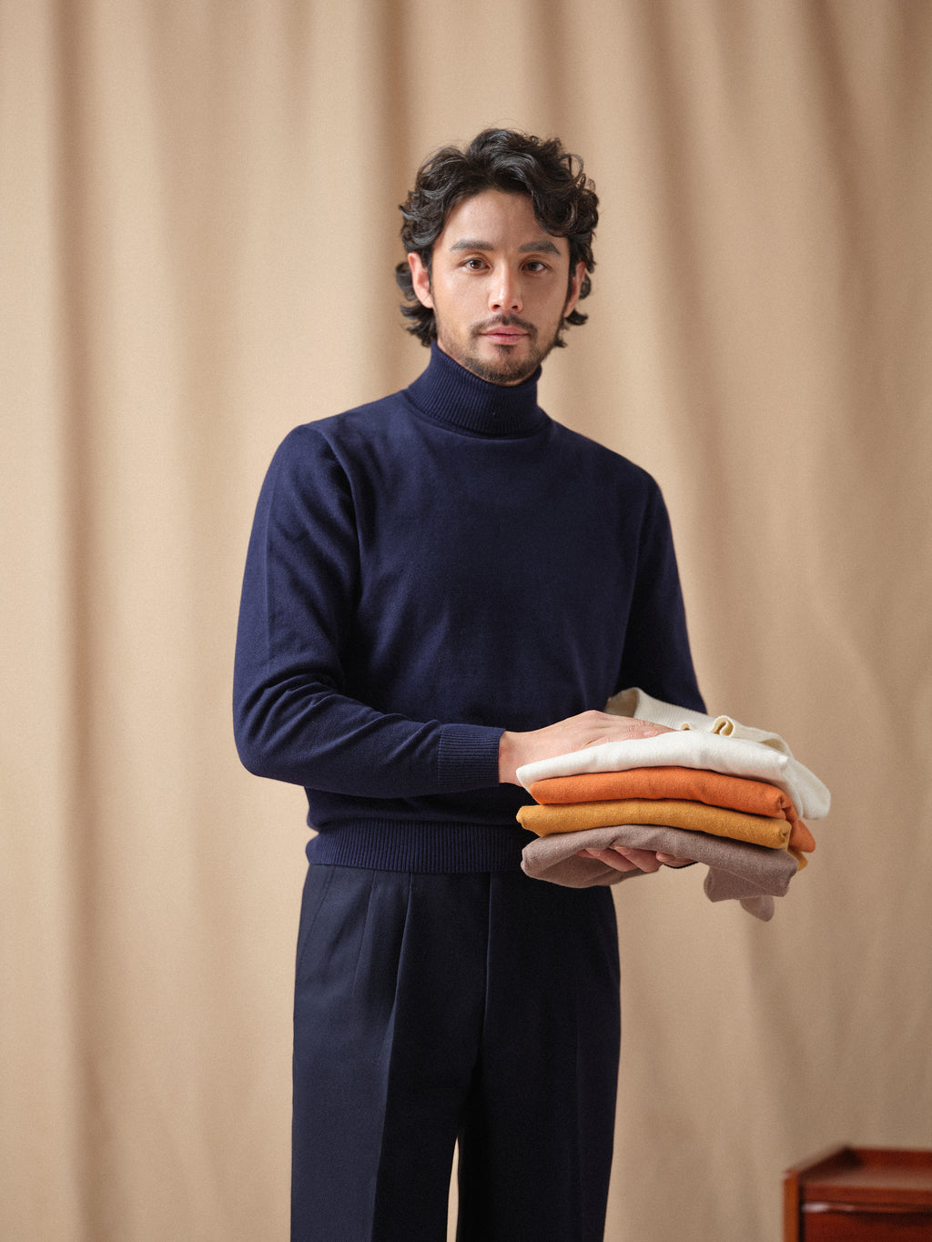 Machine-Washable 14-Gauge Cotton Cashmere Turtleneck