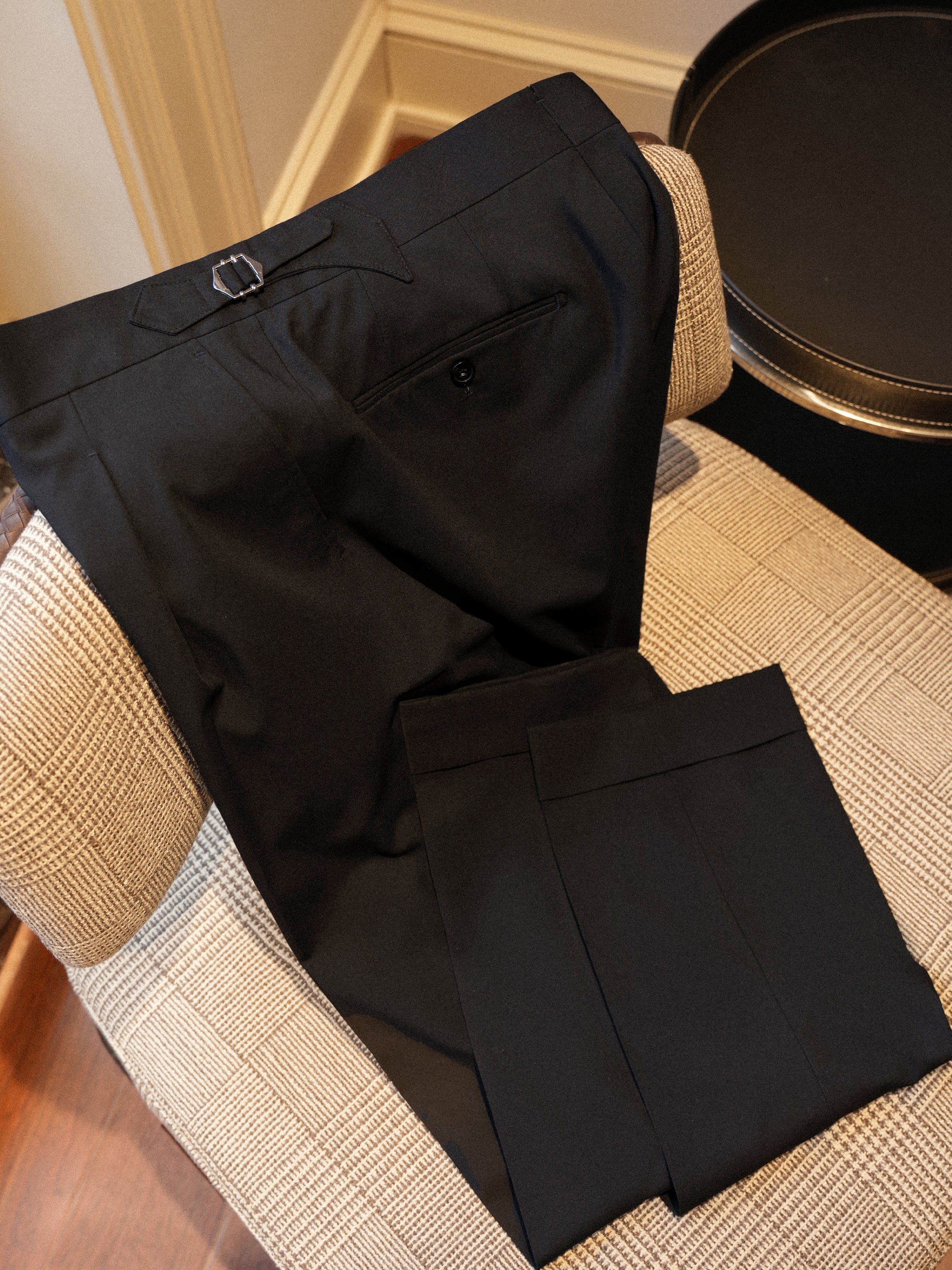 Men's Slim Fit Pure Black Single Pleat Tuxedo Trousers (Business/Casual/Wedding/Formal)