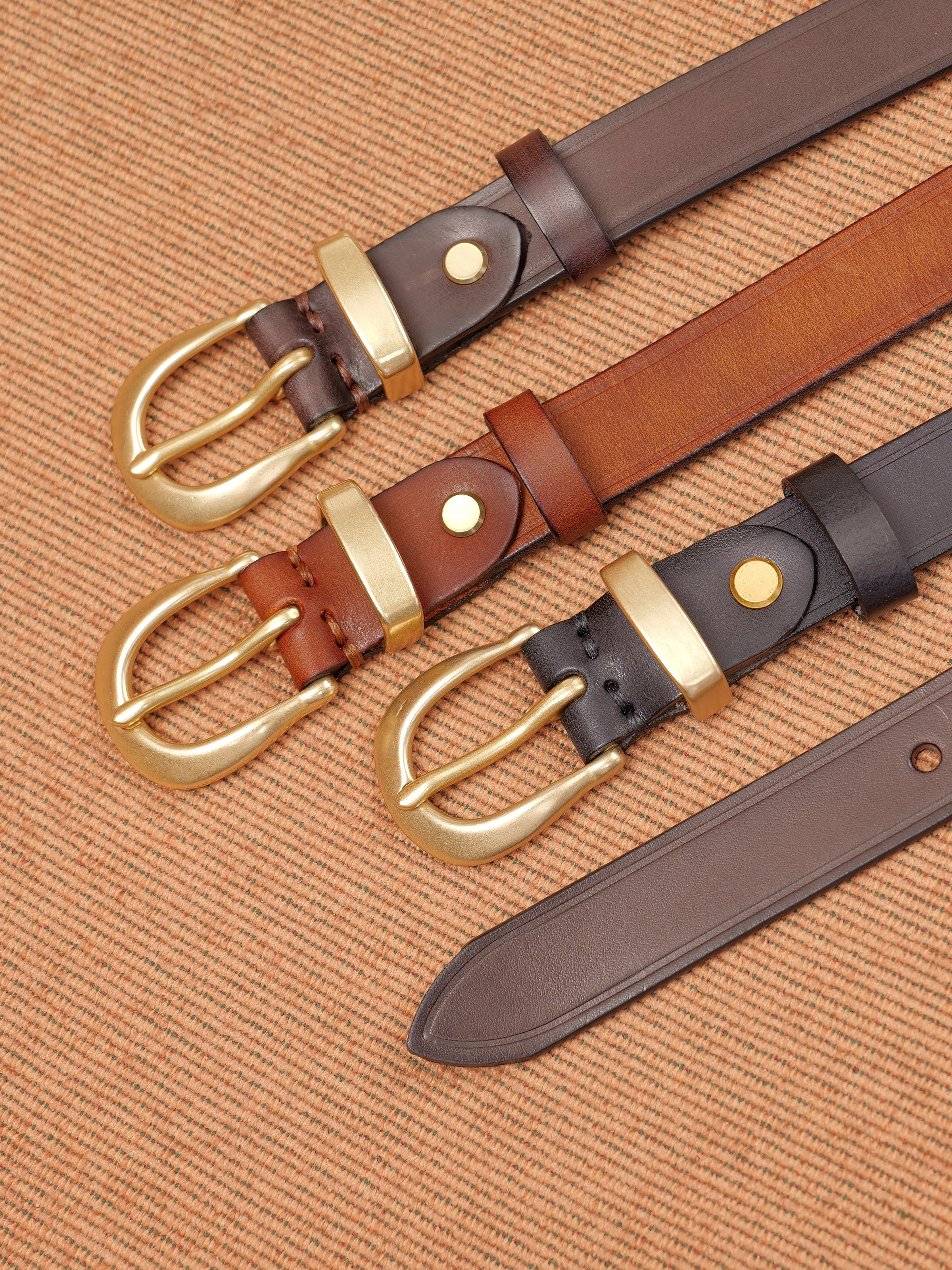 Vintage Versatile Copper Buckle Leather Belt