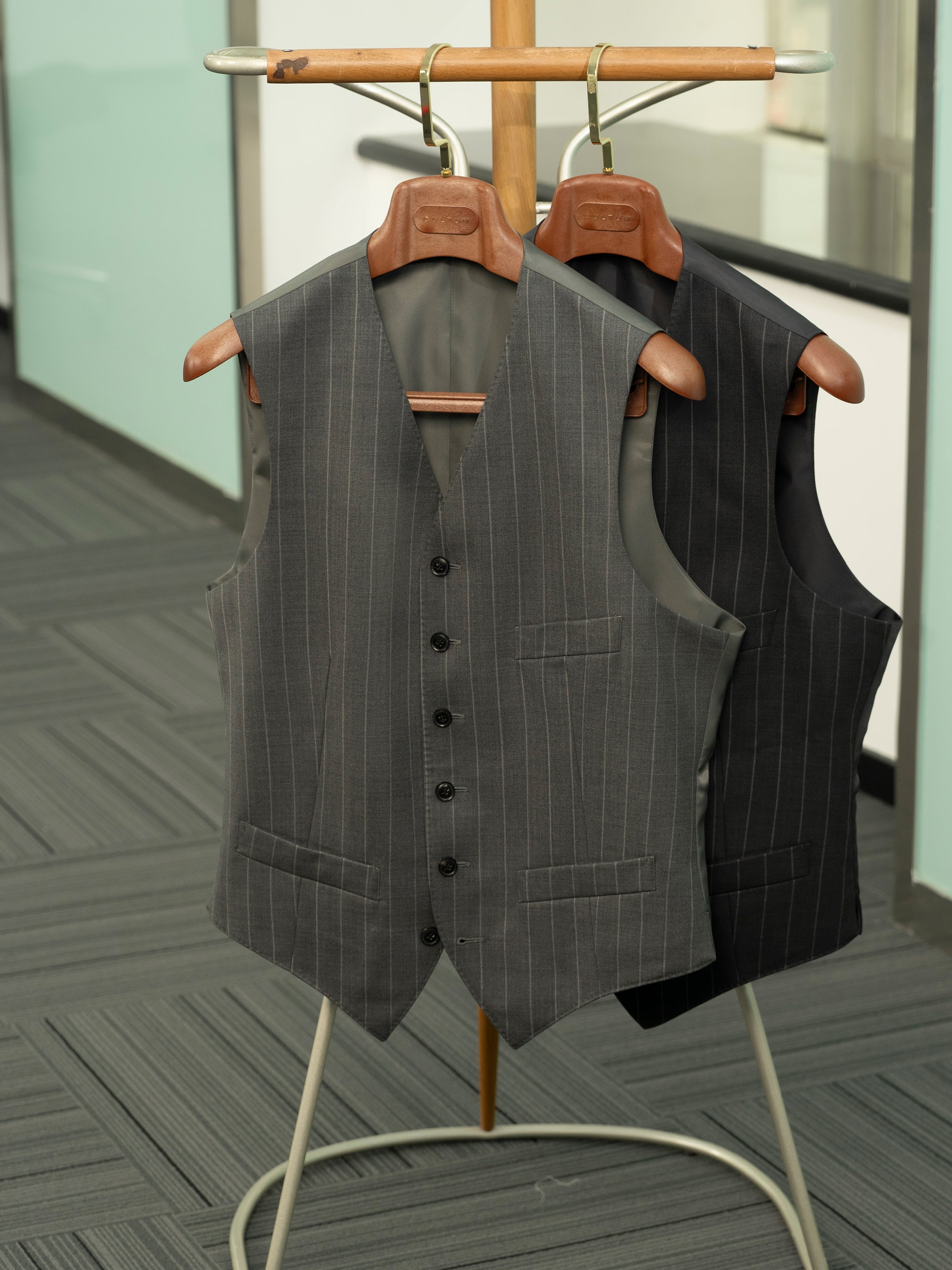 Men's 70% Australian Wool 60s Stripe Suit Vest