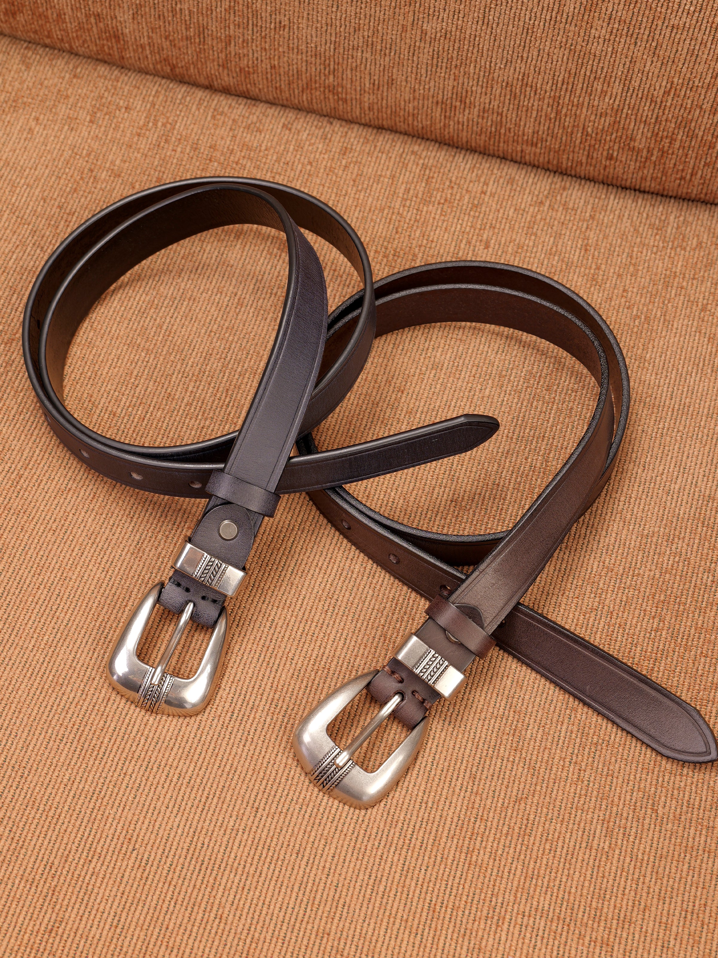 Vegetable-Tanned Woven Thin Leather Belt