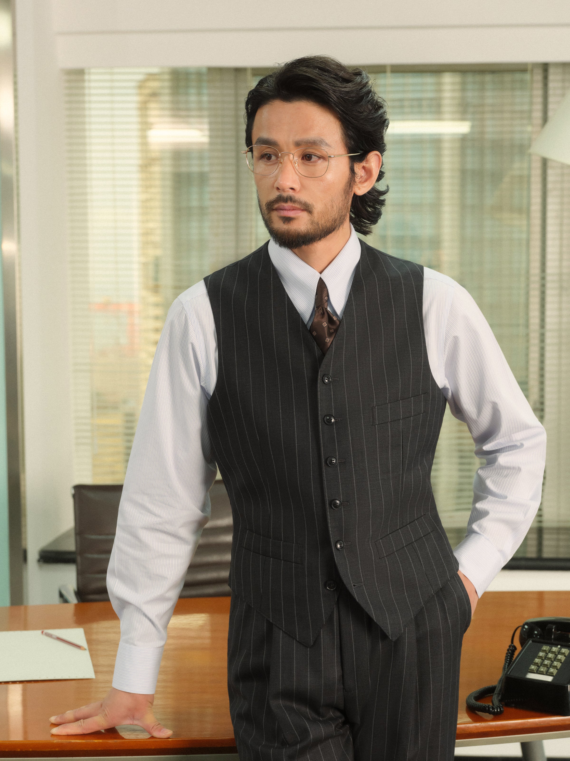 Men's 70% Australian Wool 60s Stripe Suit Vest