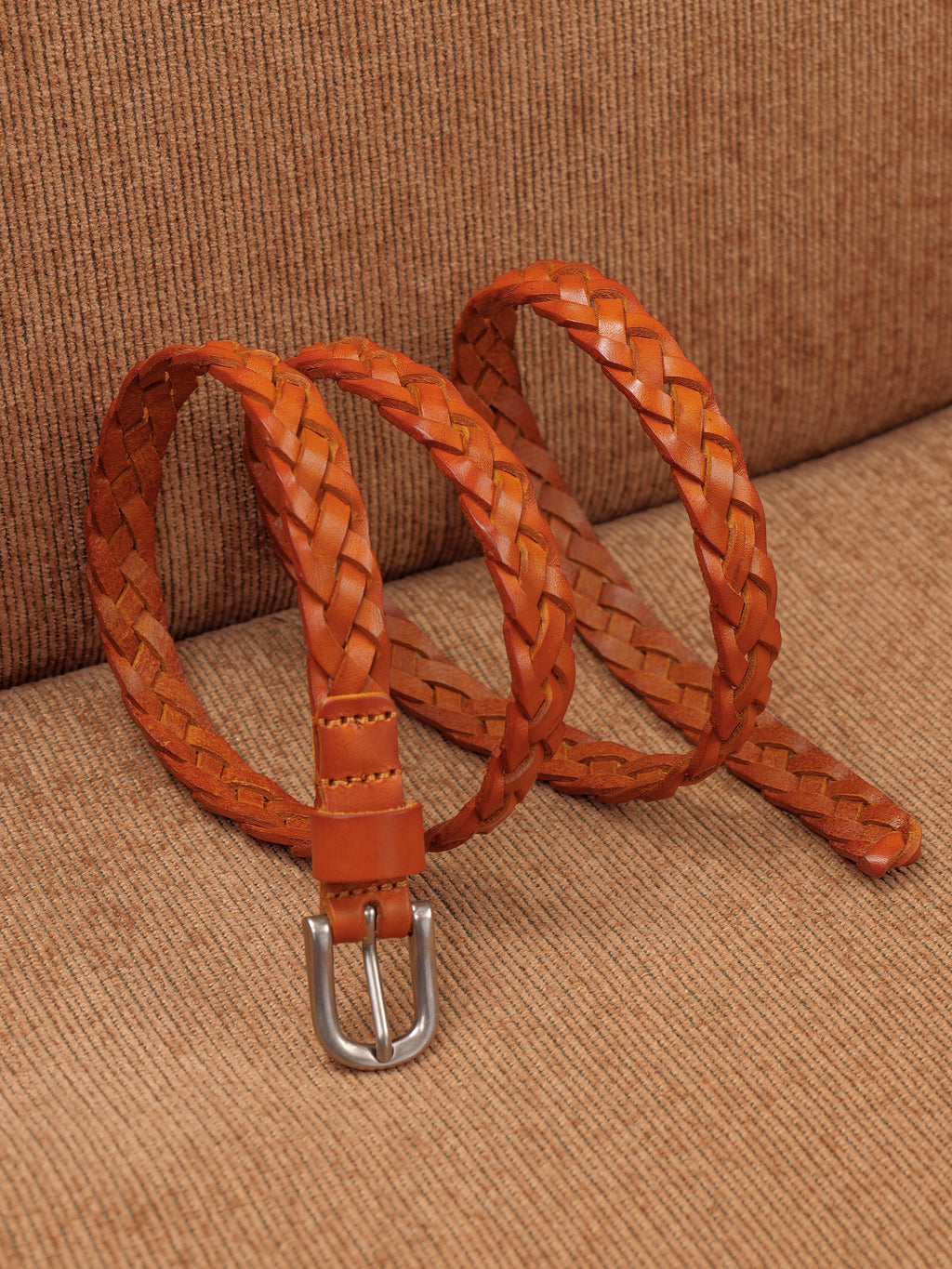 Vintage Versatile Carved Silver Buckle Leather Belt