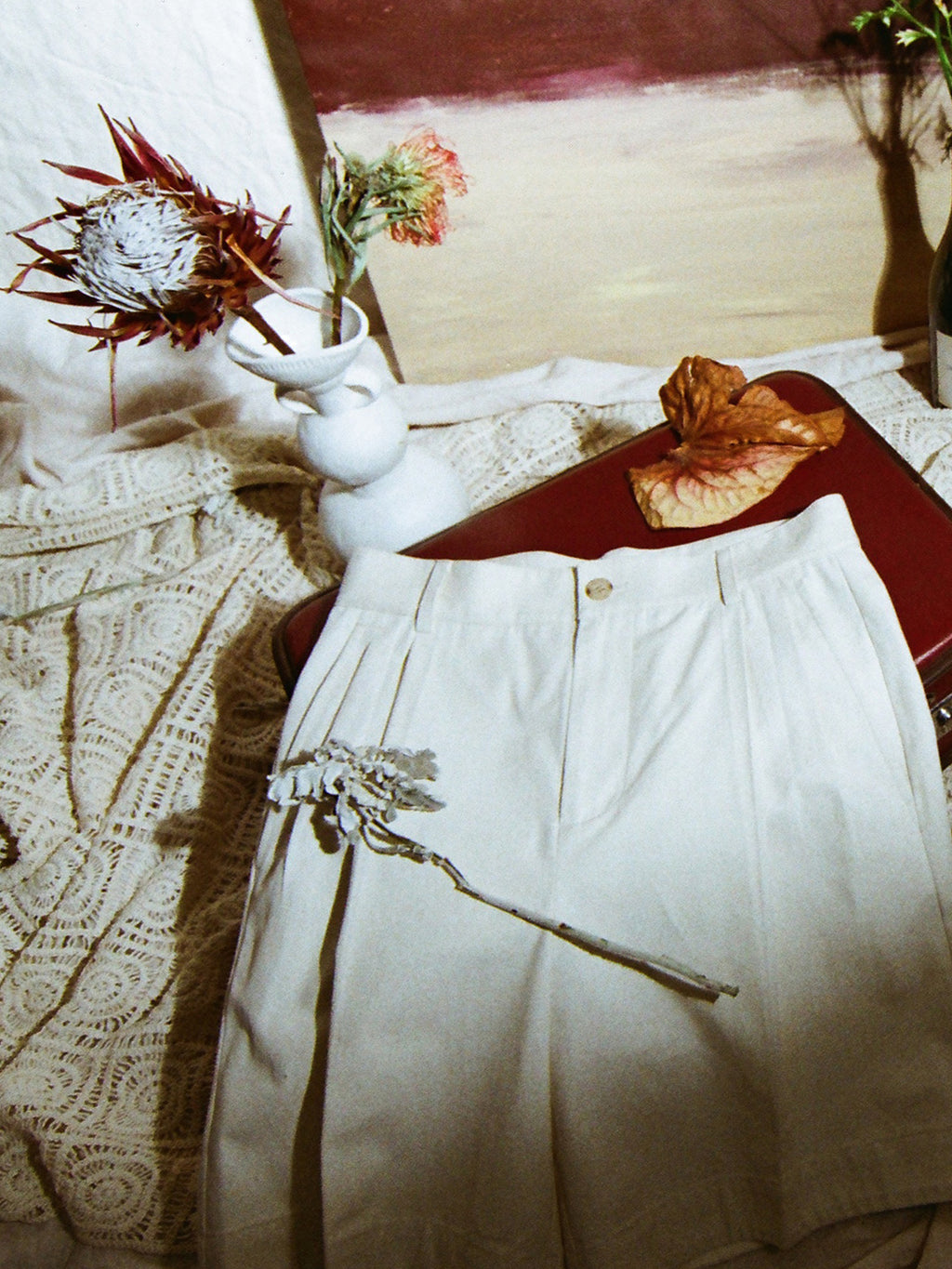 Men's Double-Pleated Straight-Fit Beach Shorts